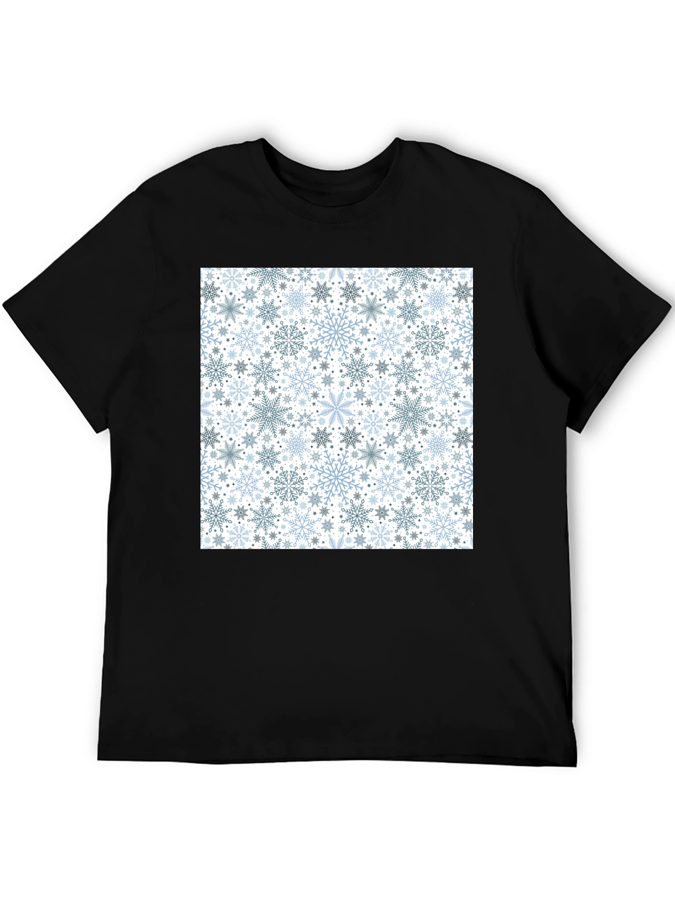 Snowflake Pattern Black Tee