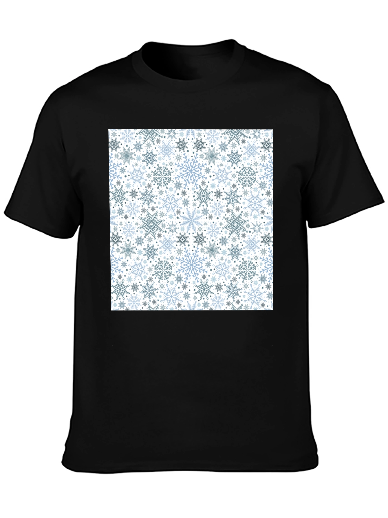 Snowflake Pattern Black Tee