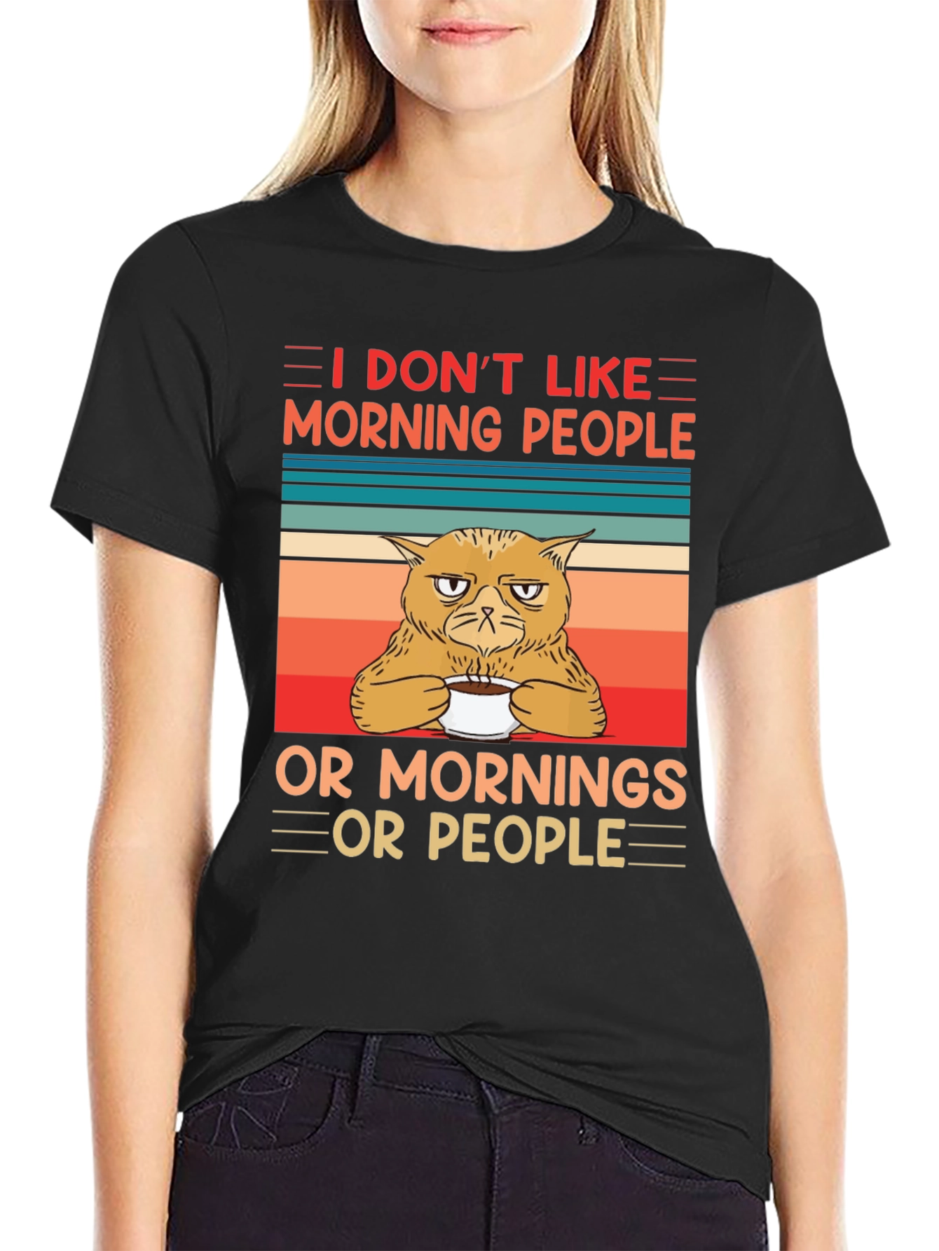 Grumpy Cat I Dont Like Mornings Graphic Tee