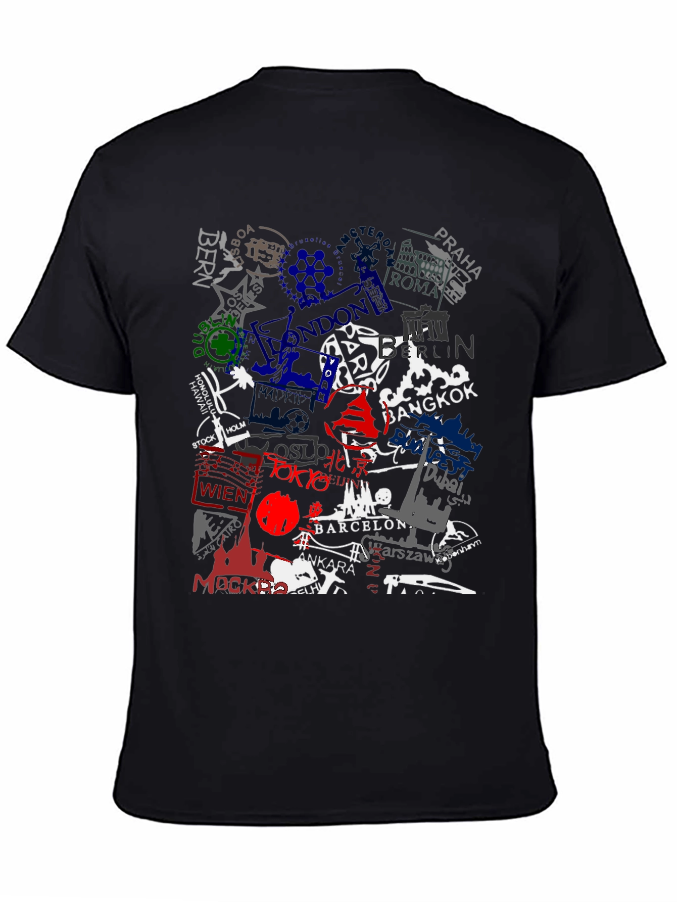 World Cities Stamp T-Shirt - Black