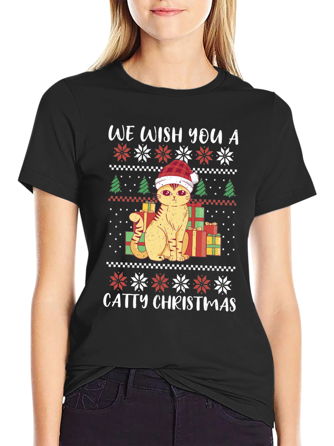 Catty Christmas T-Shirt - Festive Holiday Tee