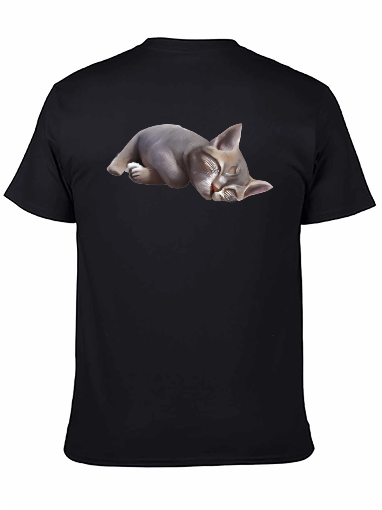 Sleeping Cat Graphic Tee - Black Cotton Blend
