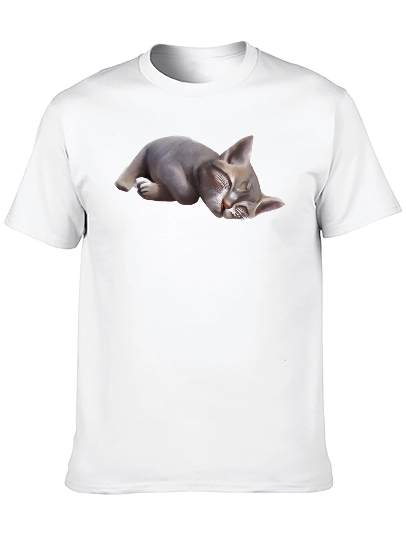 Sleeping Cat Graphic Tee - Black Cotton Blend