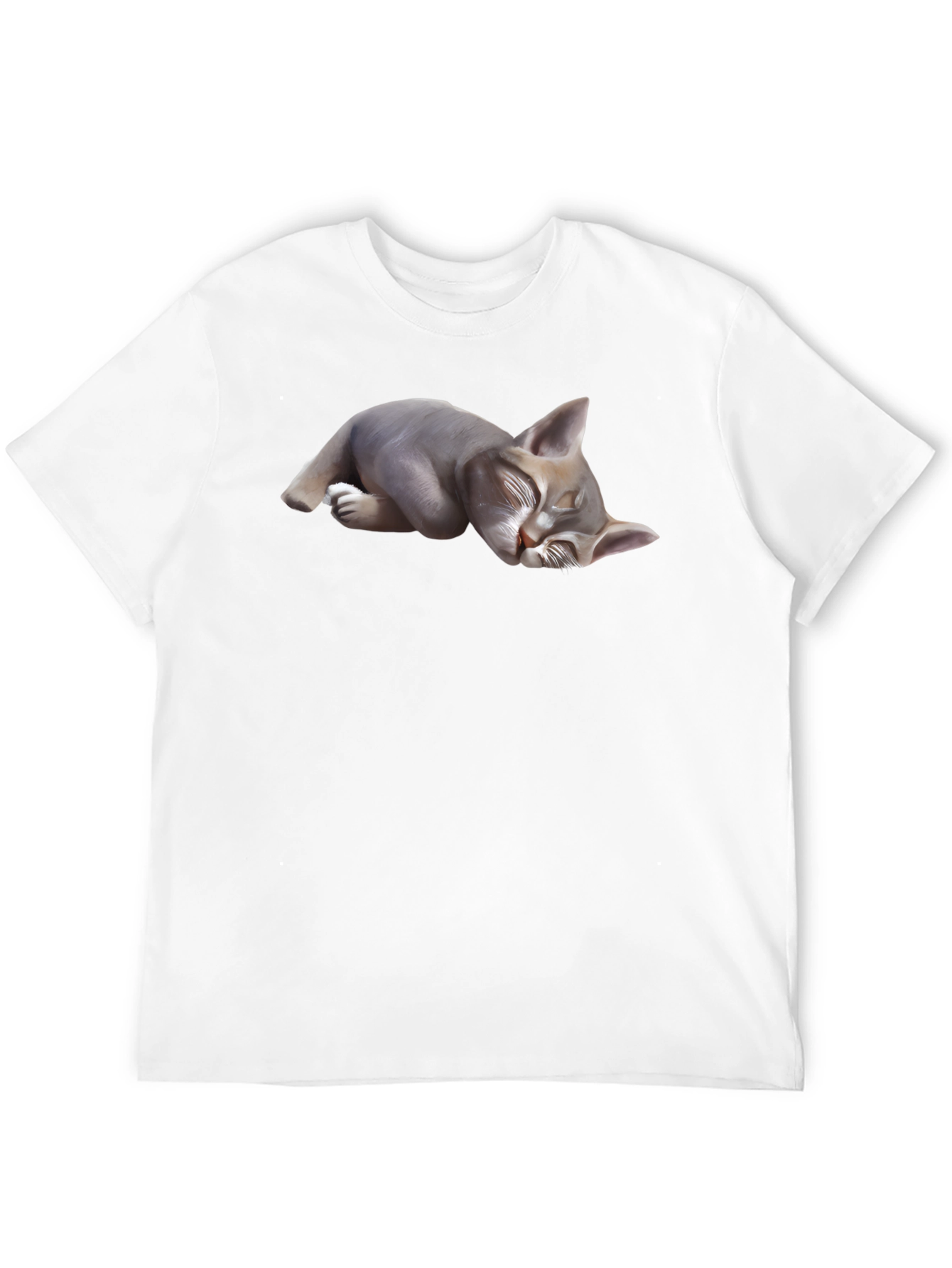 Sleeping Cat Graphic Tee - Black Cotton Blend