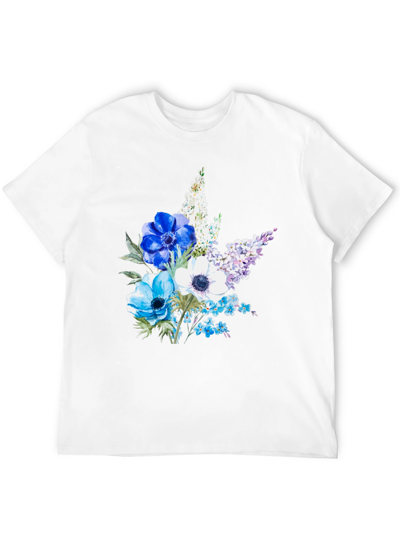 Floral Anemone Print Black T-Shirt