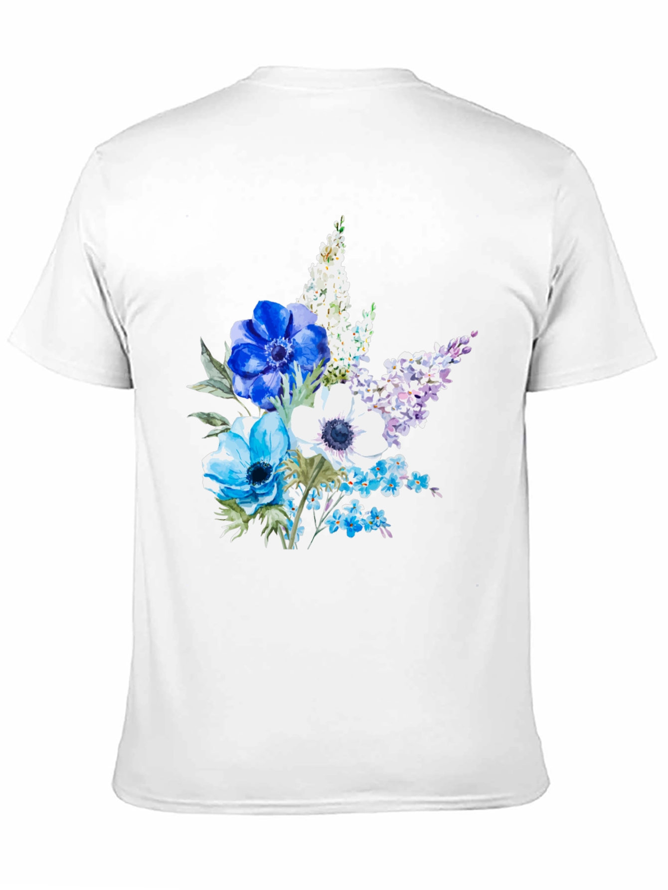 Floral Anemone Print Black T-Shirt
