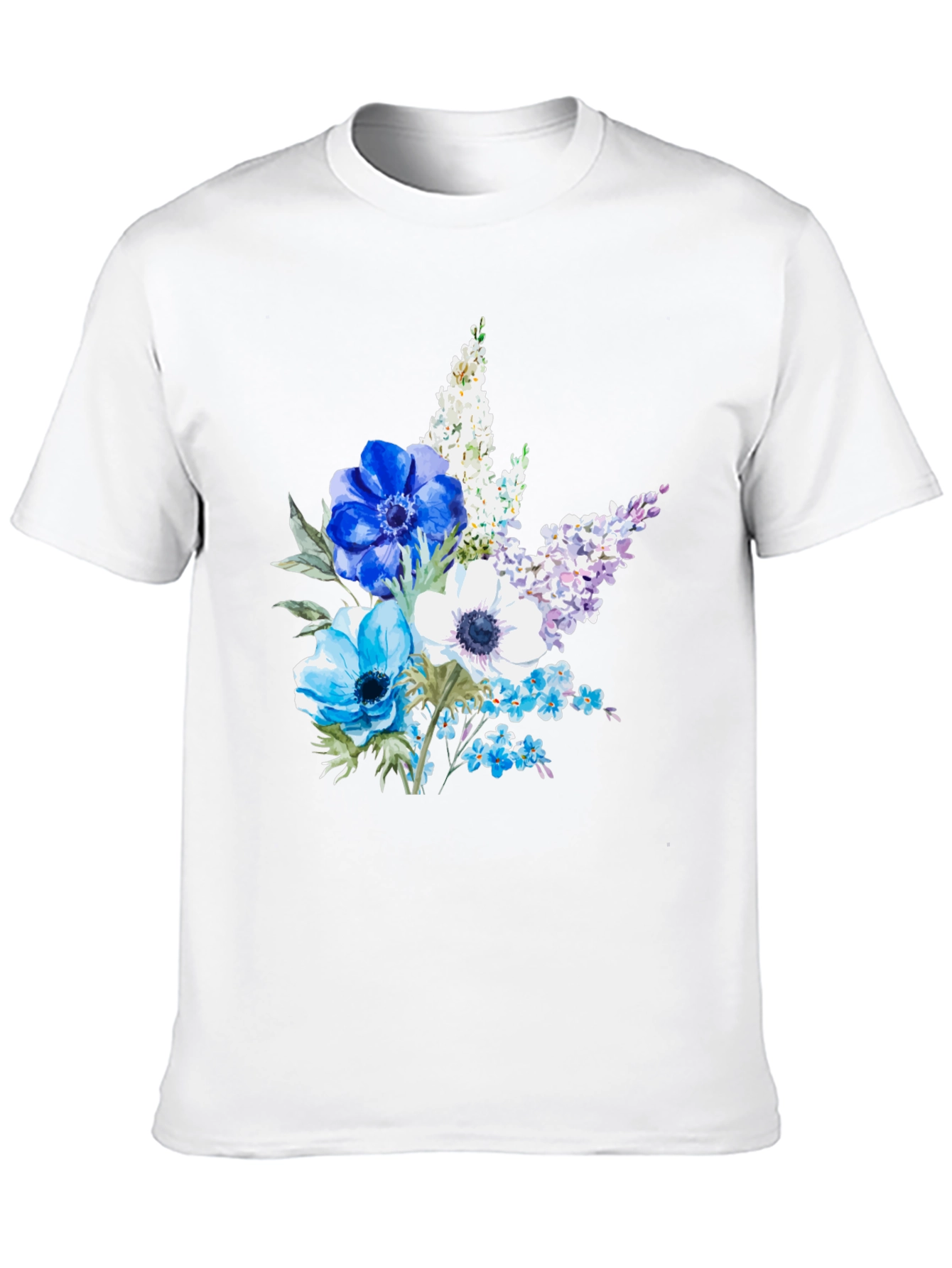 Floral Anemone Print Black T-Shirt