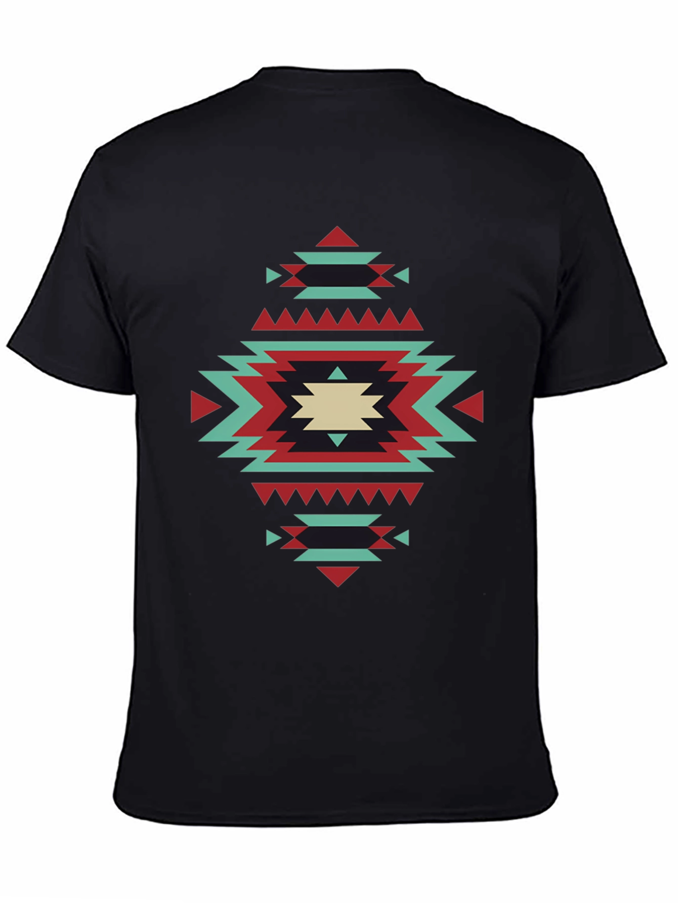 Geometric Aztec Design Black T-Shirt