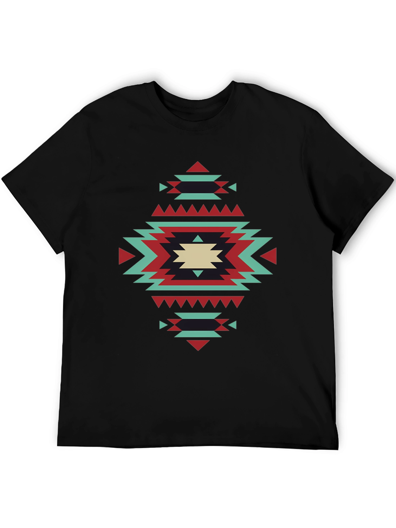 Geometric Aztec Design Black T-Shirt