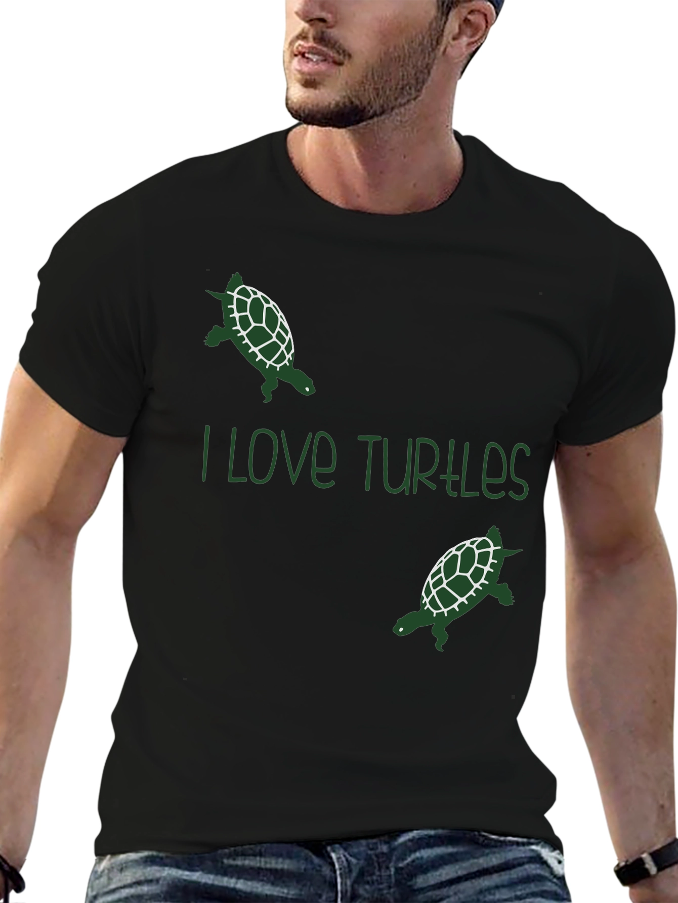 I Love Turtles Graphic Tee - Black