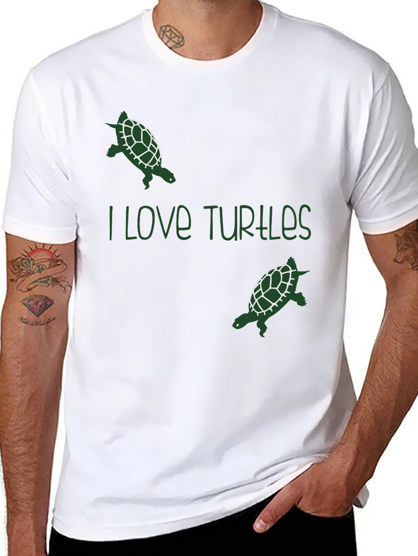 I Love Turtles Graphic Tee - Black