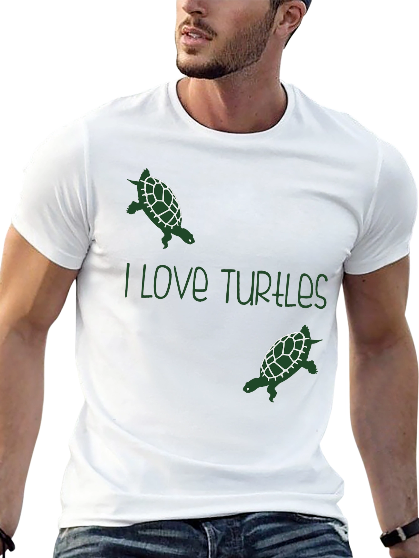I Love Turtles Graphic Tee - Black