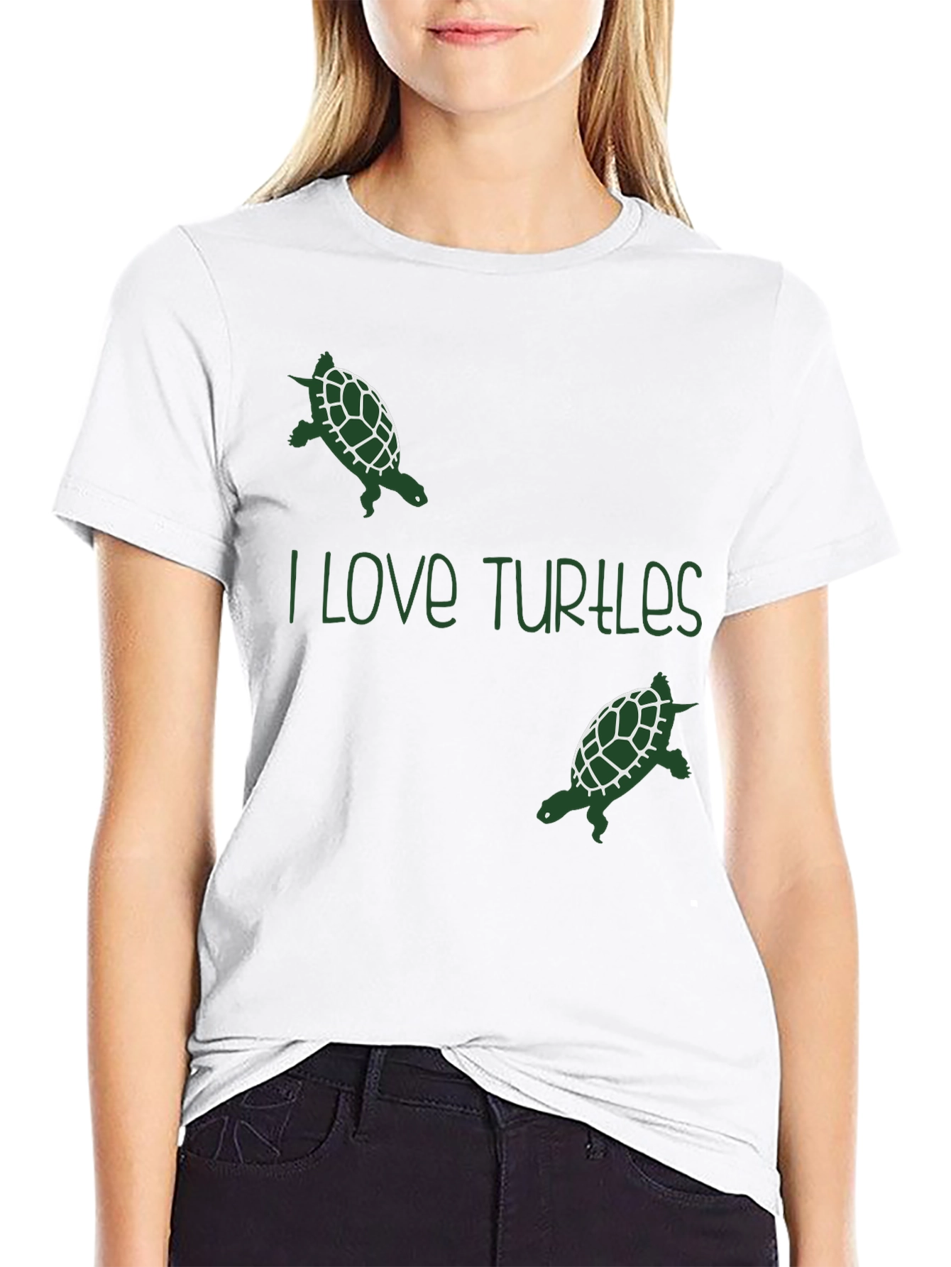 I Love Turtles Graphic Tee - Black