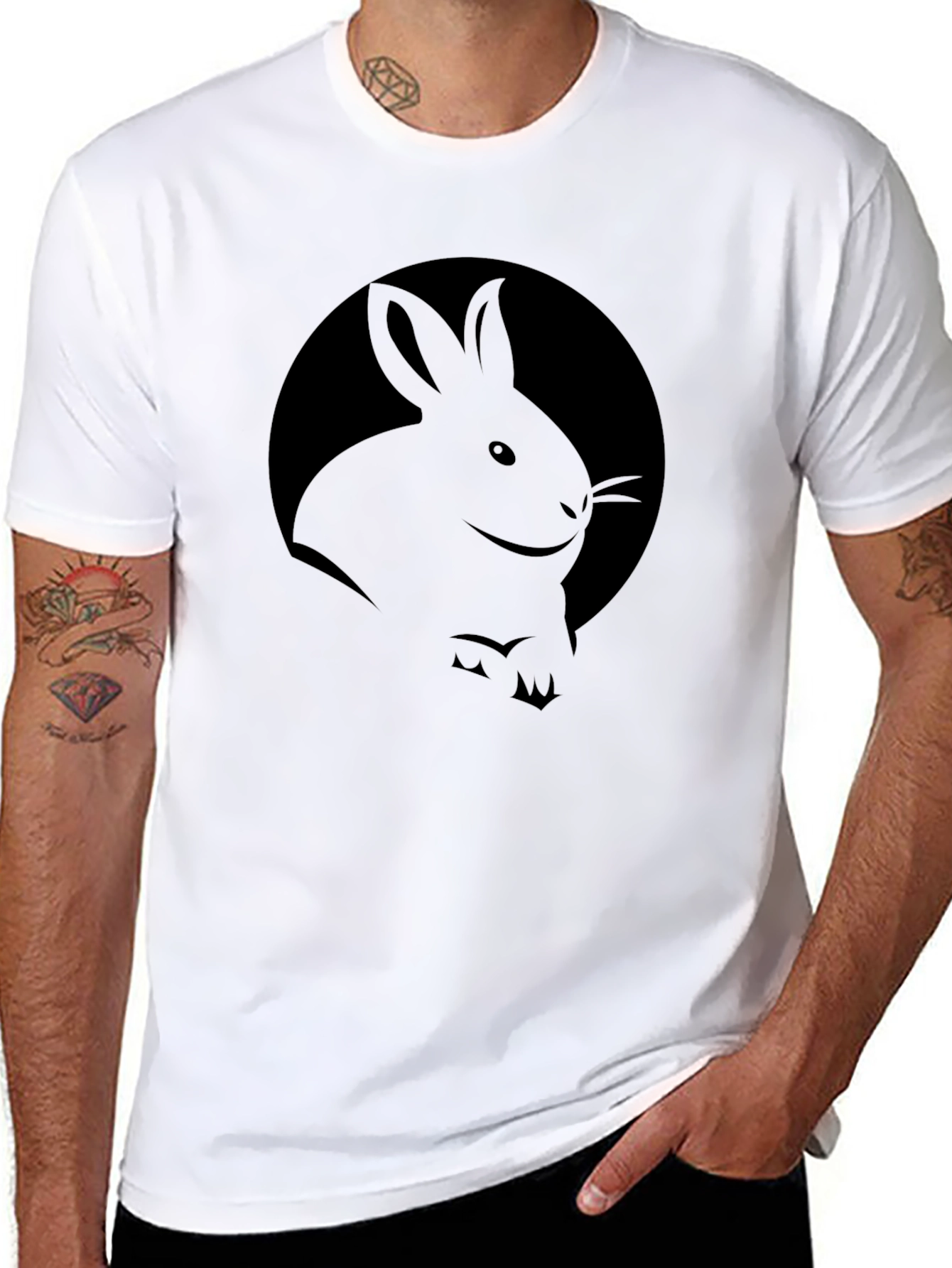 Rabbit Graphic Black T-Shirt