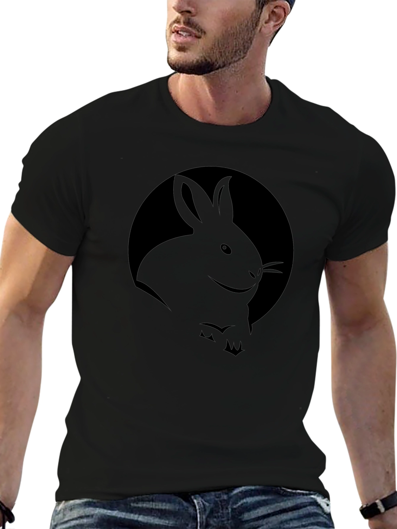 Rabbit Graphic Black T-Shirt