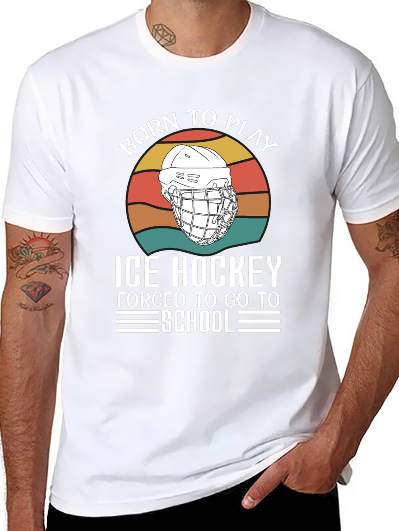 Born To Play Ice Hockey Graphic T-Shirt