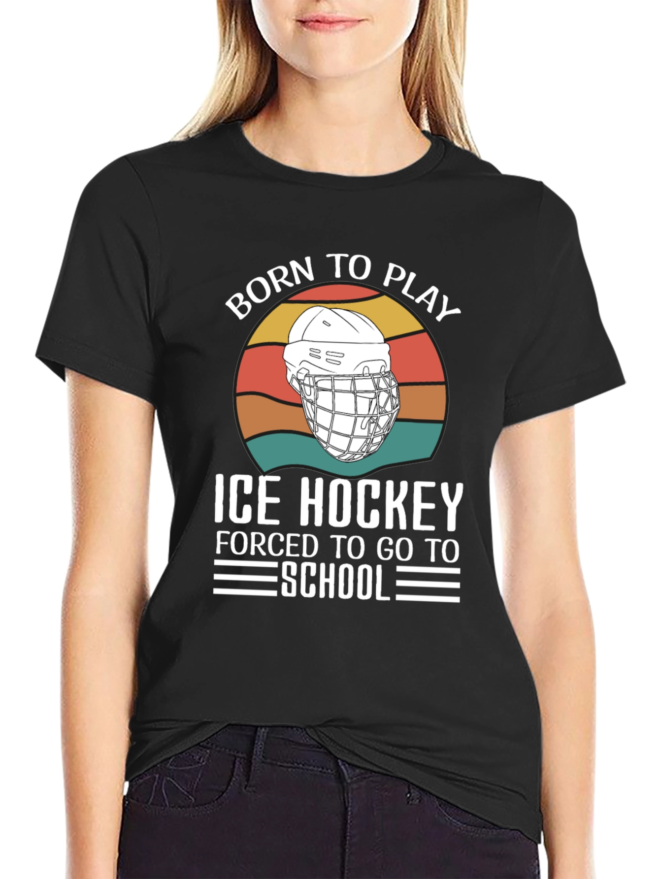 Born To Play Ice Hockey Graphic T-Shirt
