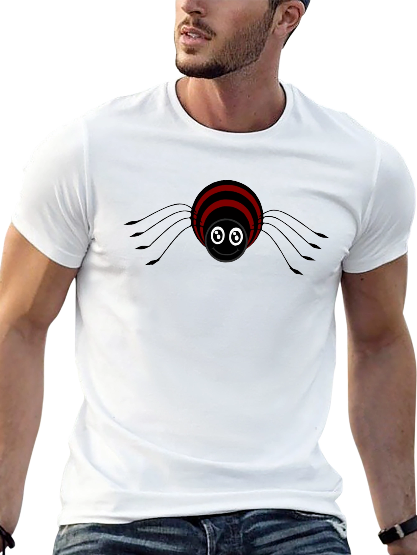 Cute Spider Graphic Black T-Shirt