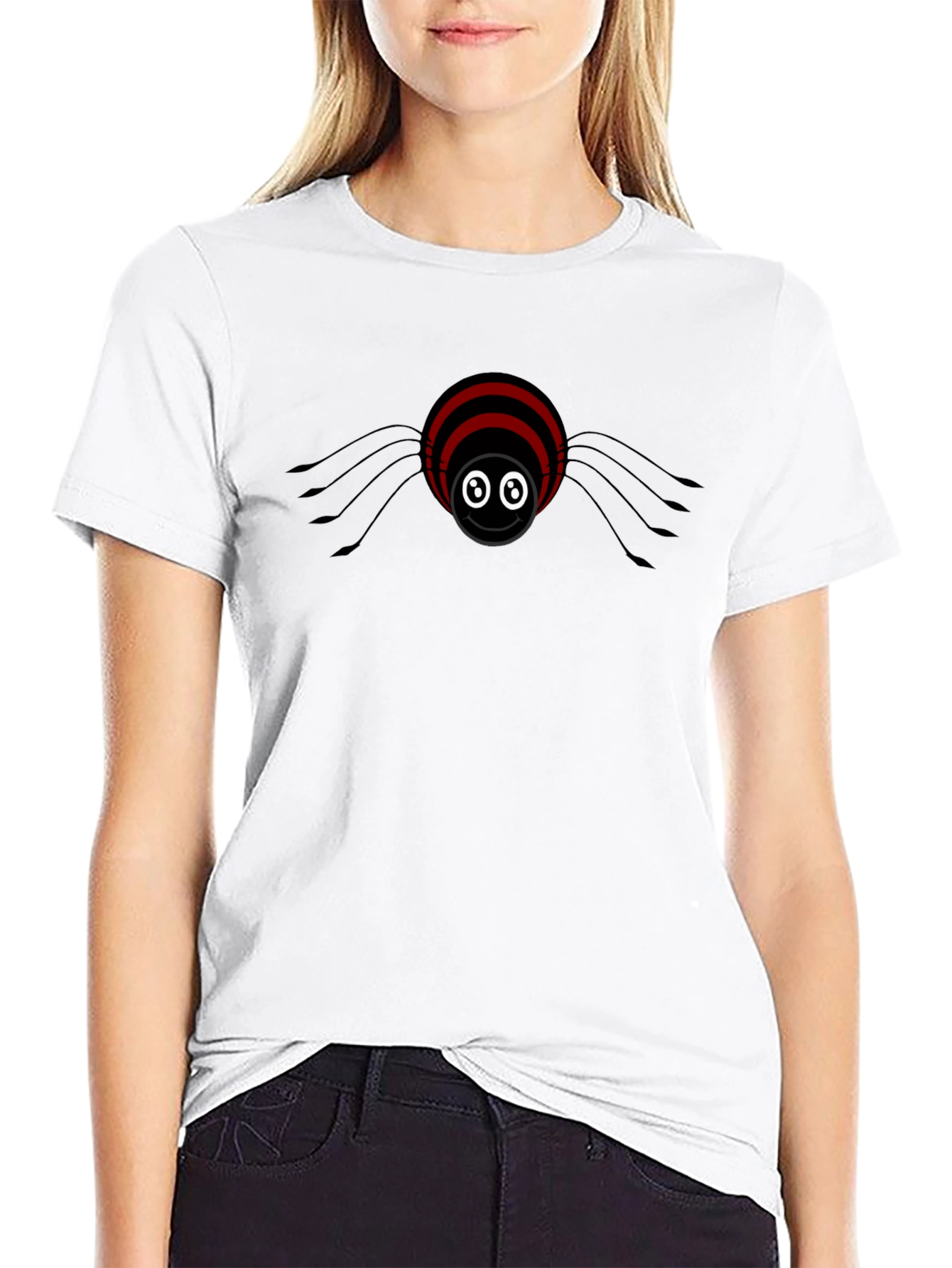 Cute Spider Graphic Black T-Shirt