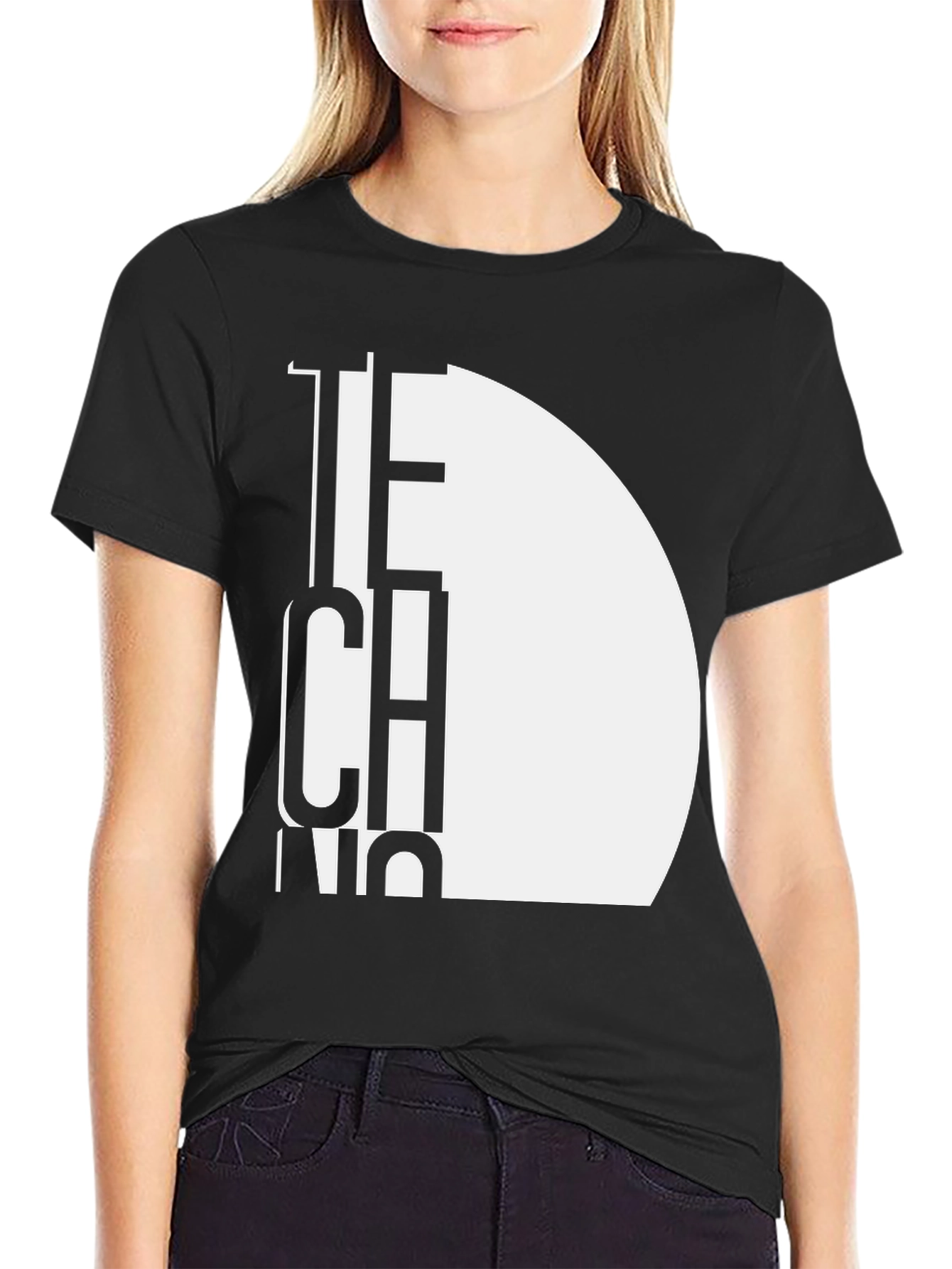 Modern Techno Graphic Tee - Black Cotton T-Shirt