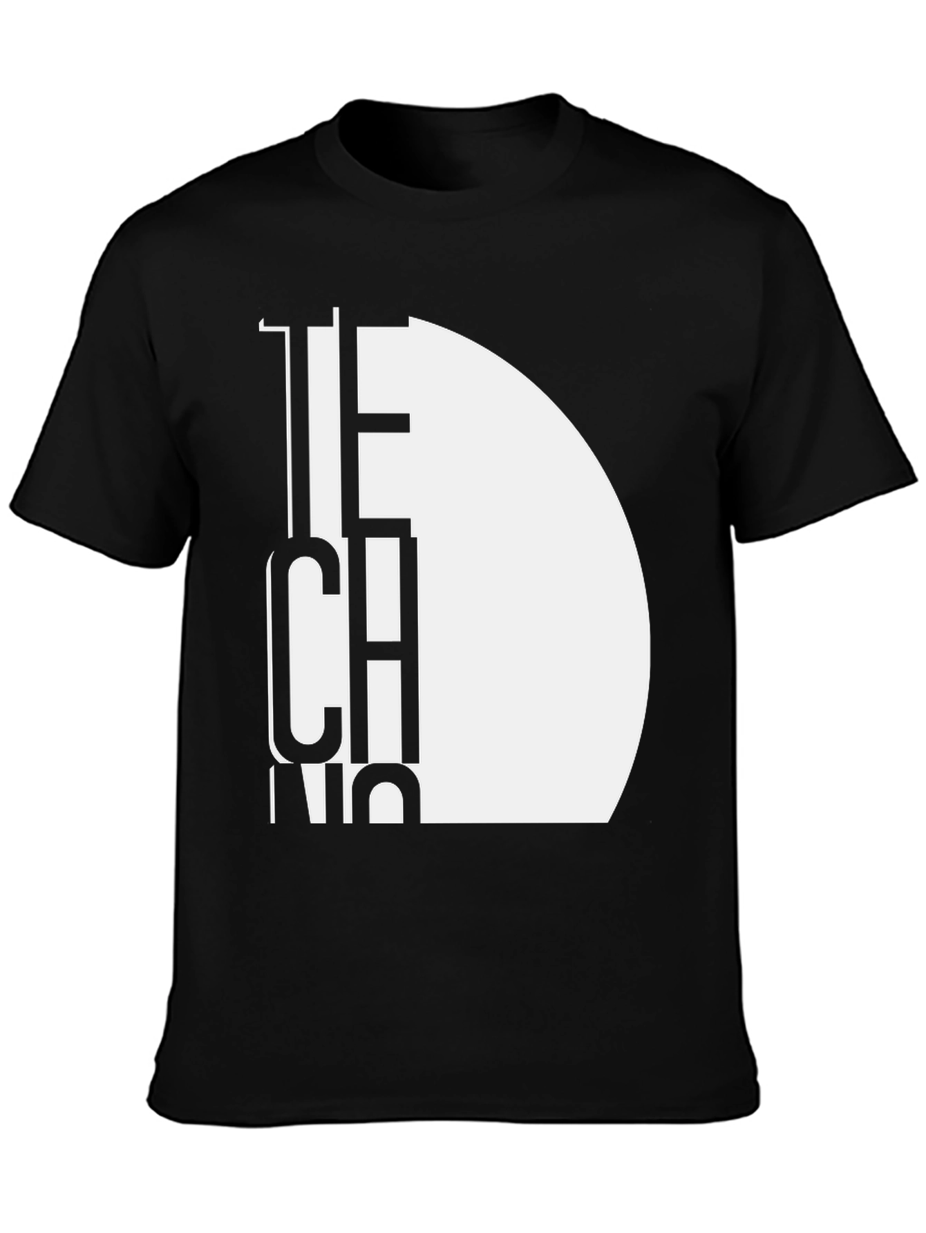 Modern Techno Graphic Tee - Black Cotton T-Shirt