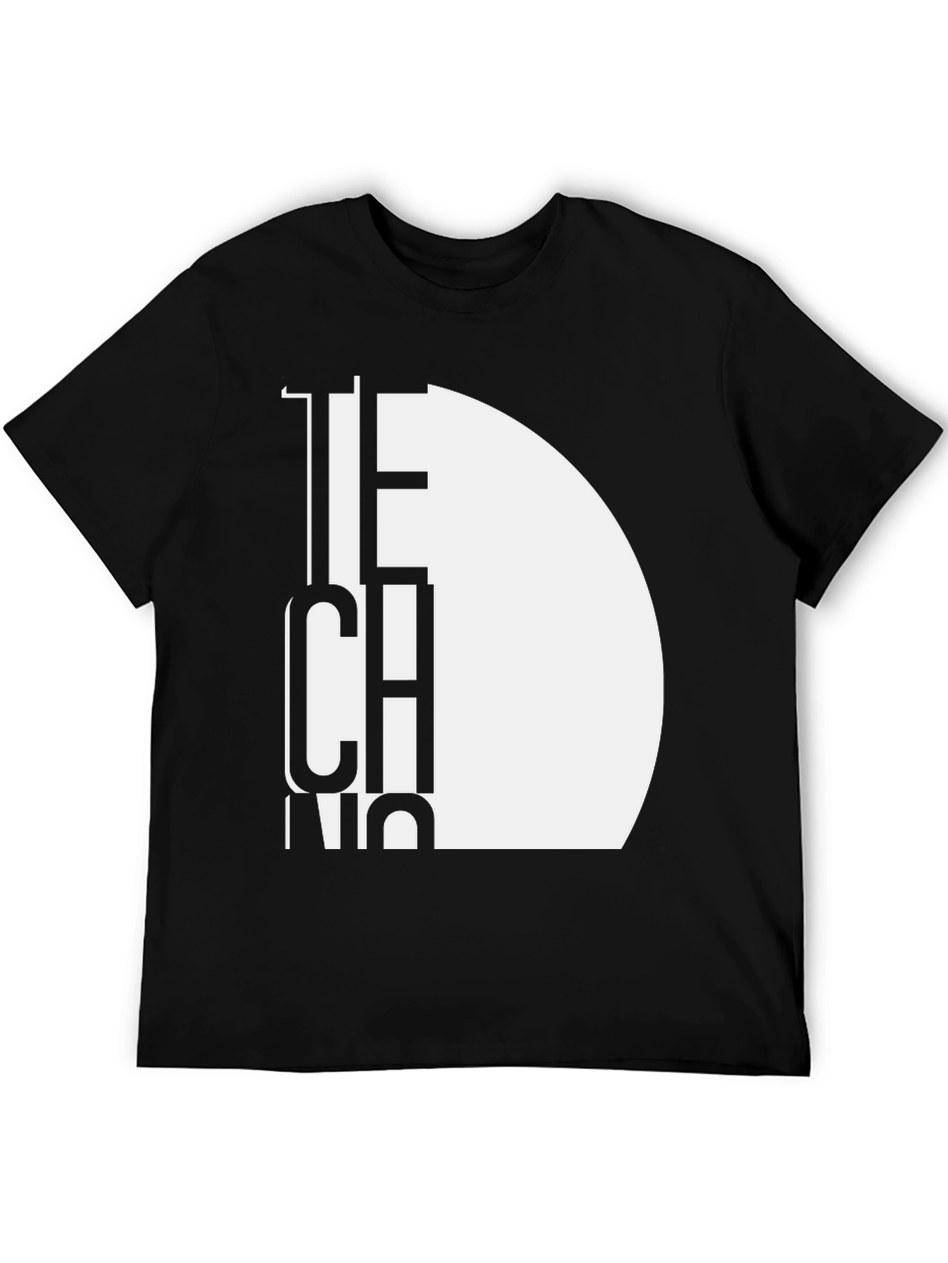 Modern Techno Graphic Tee - Black Cotton T-Shirt