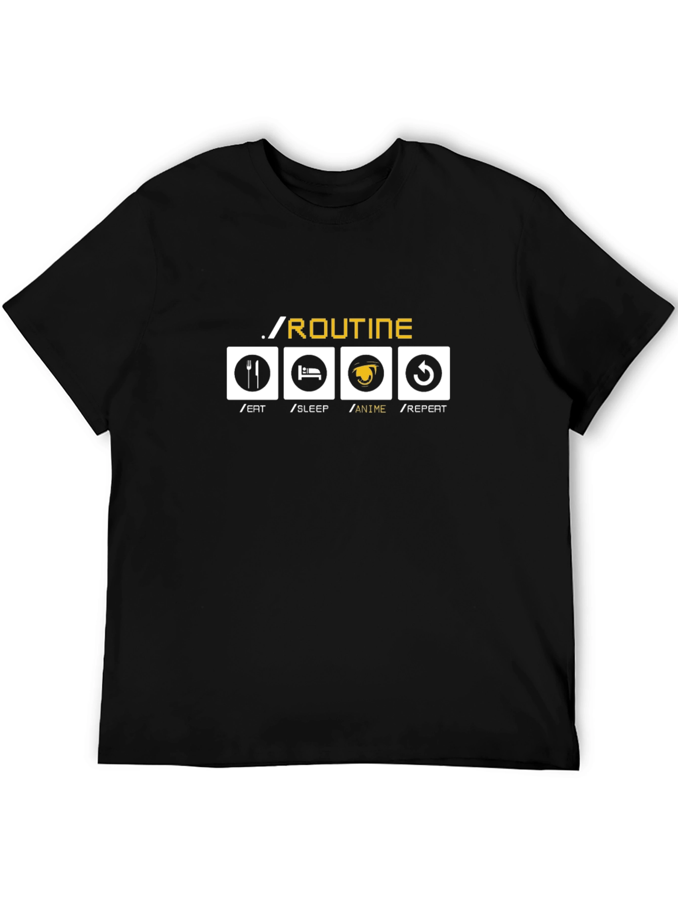 Anime Lover Routine Black Graphic Tee
