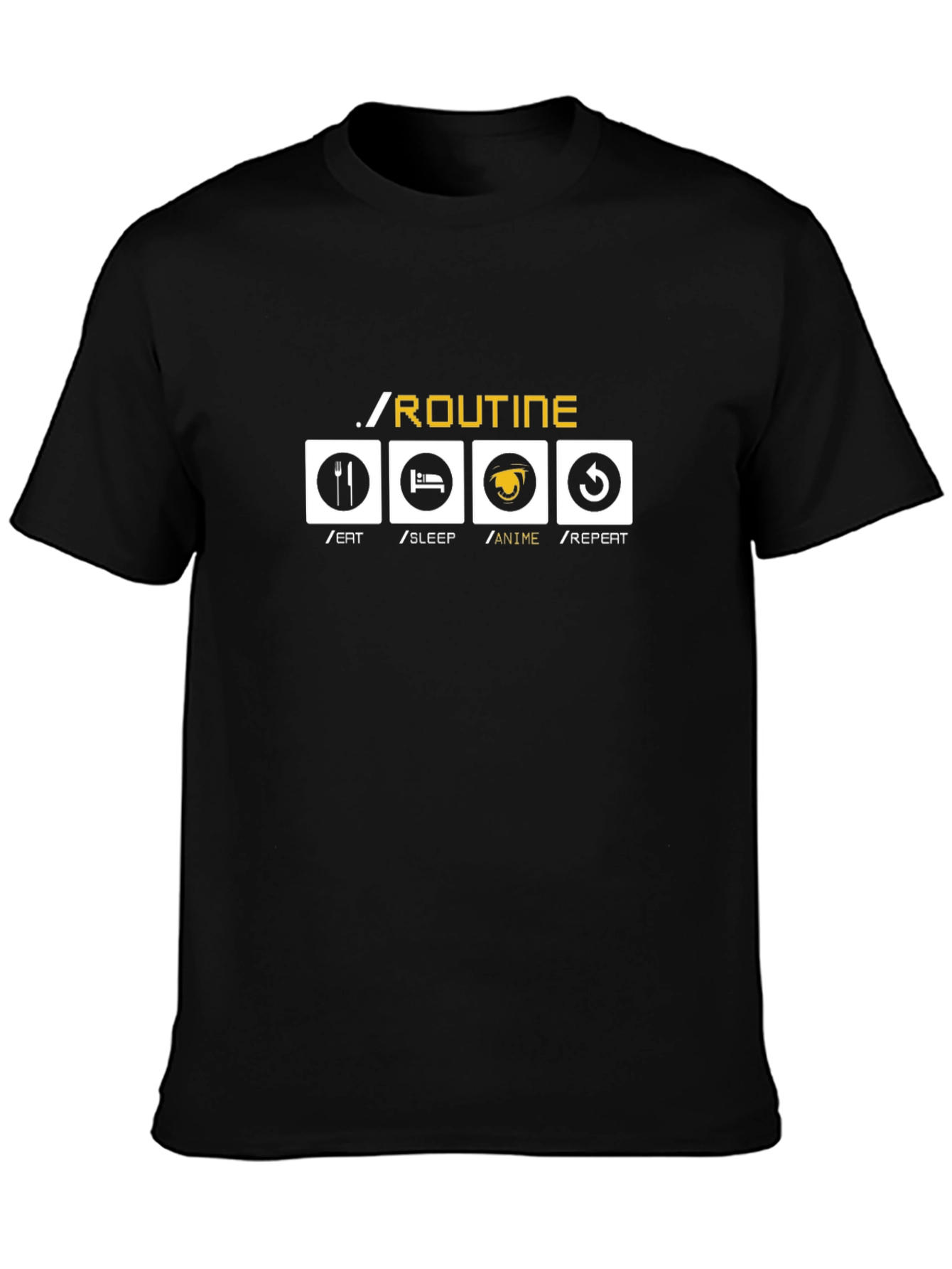 Anime Lover Routine Black Graphic Tee