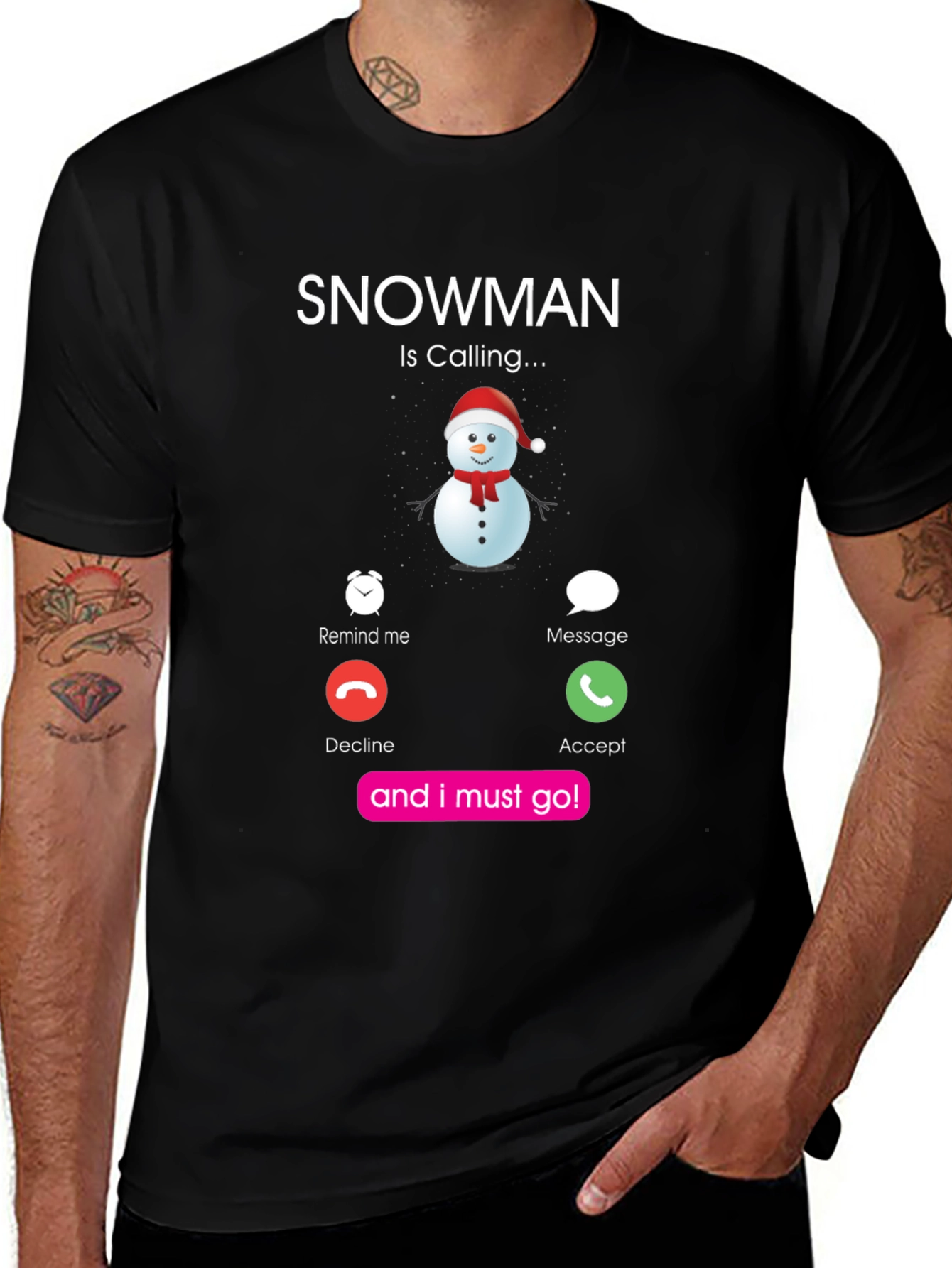 Snowman Calling Graphic T-Shirt