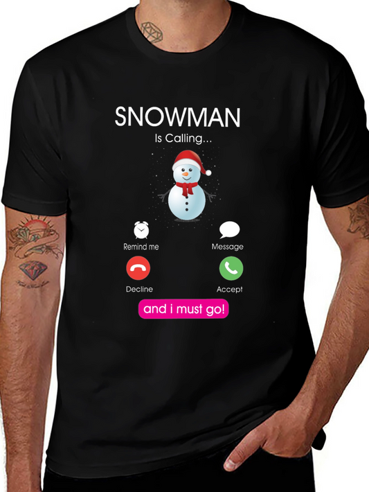 Snowman Calling Graphic T-Shirt