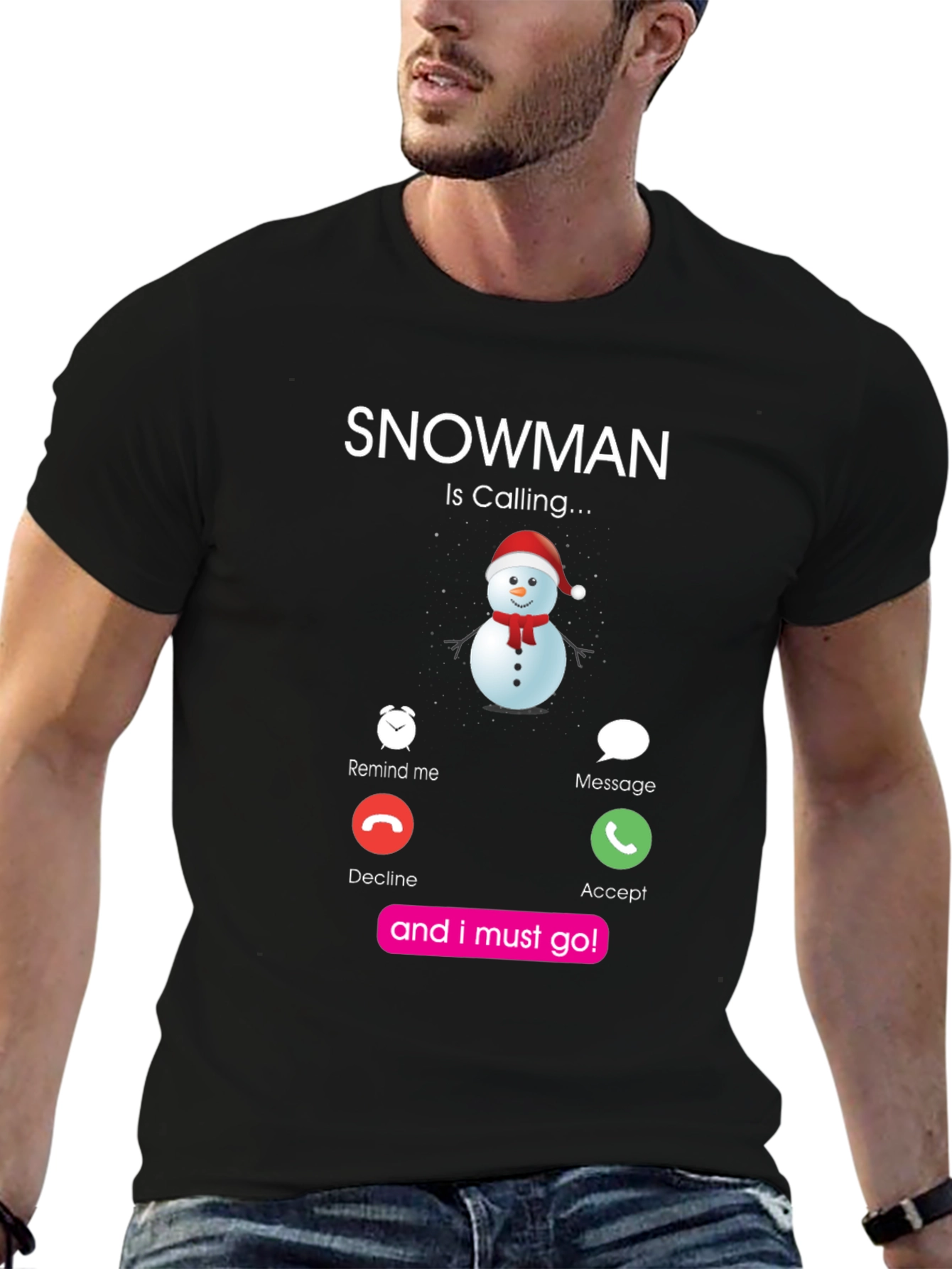 Snowman Calling Graphic T-Shirt