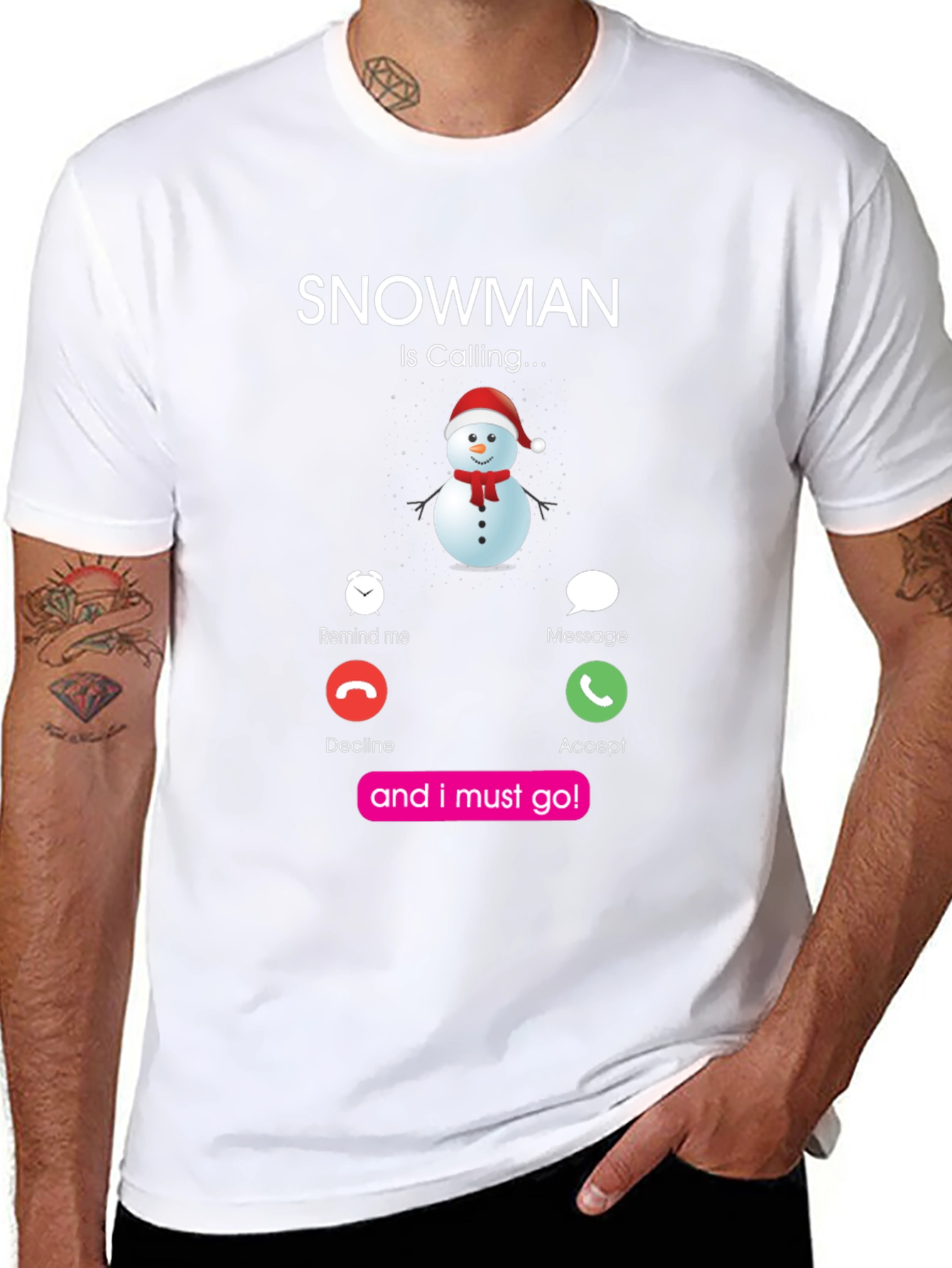 Snowman Calling Graphic T-Shirt