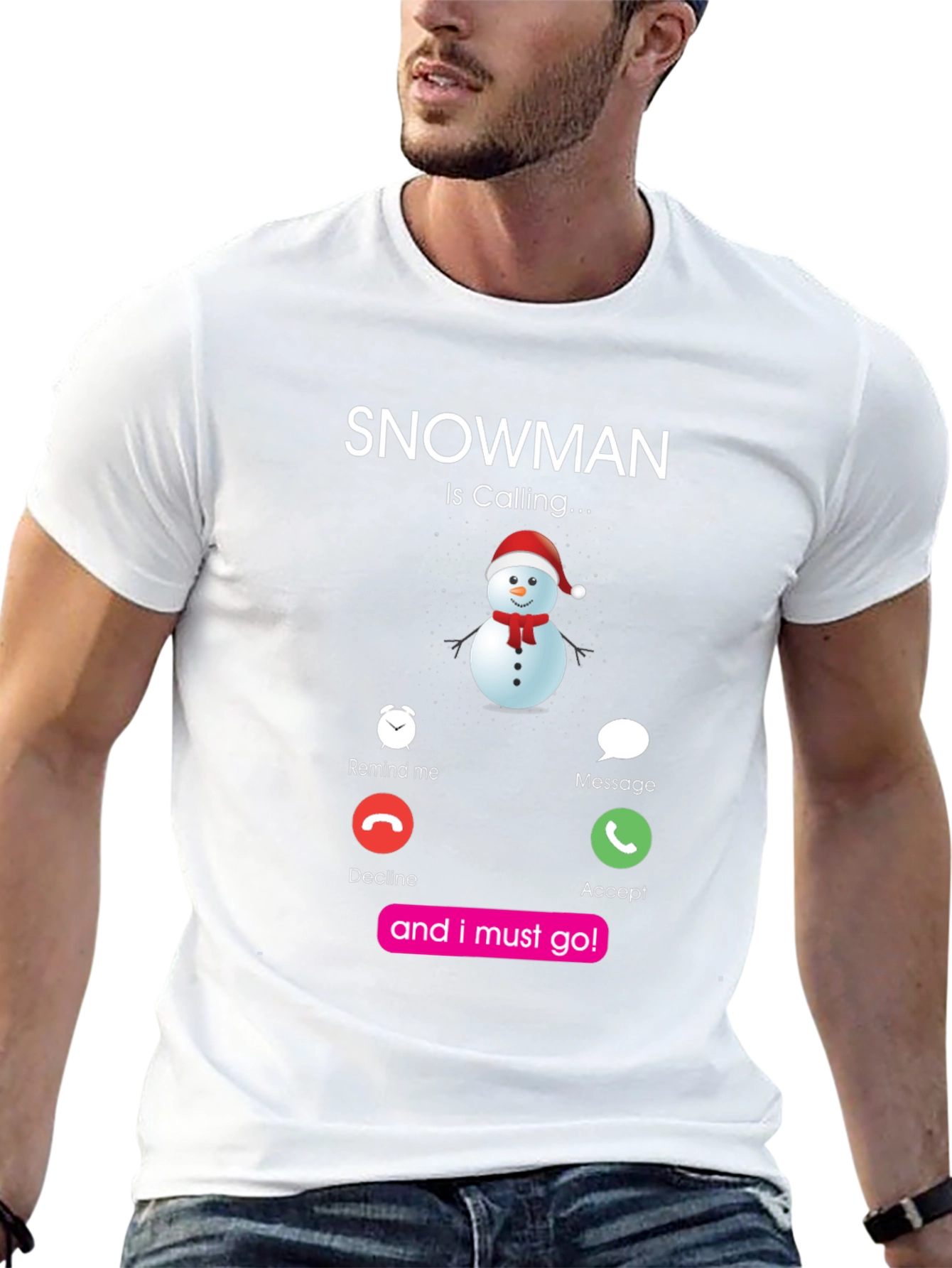 Snowman Calling Graphic T-Shirt