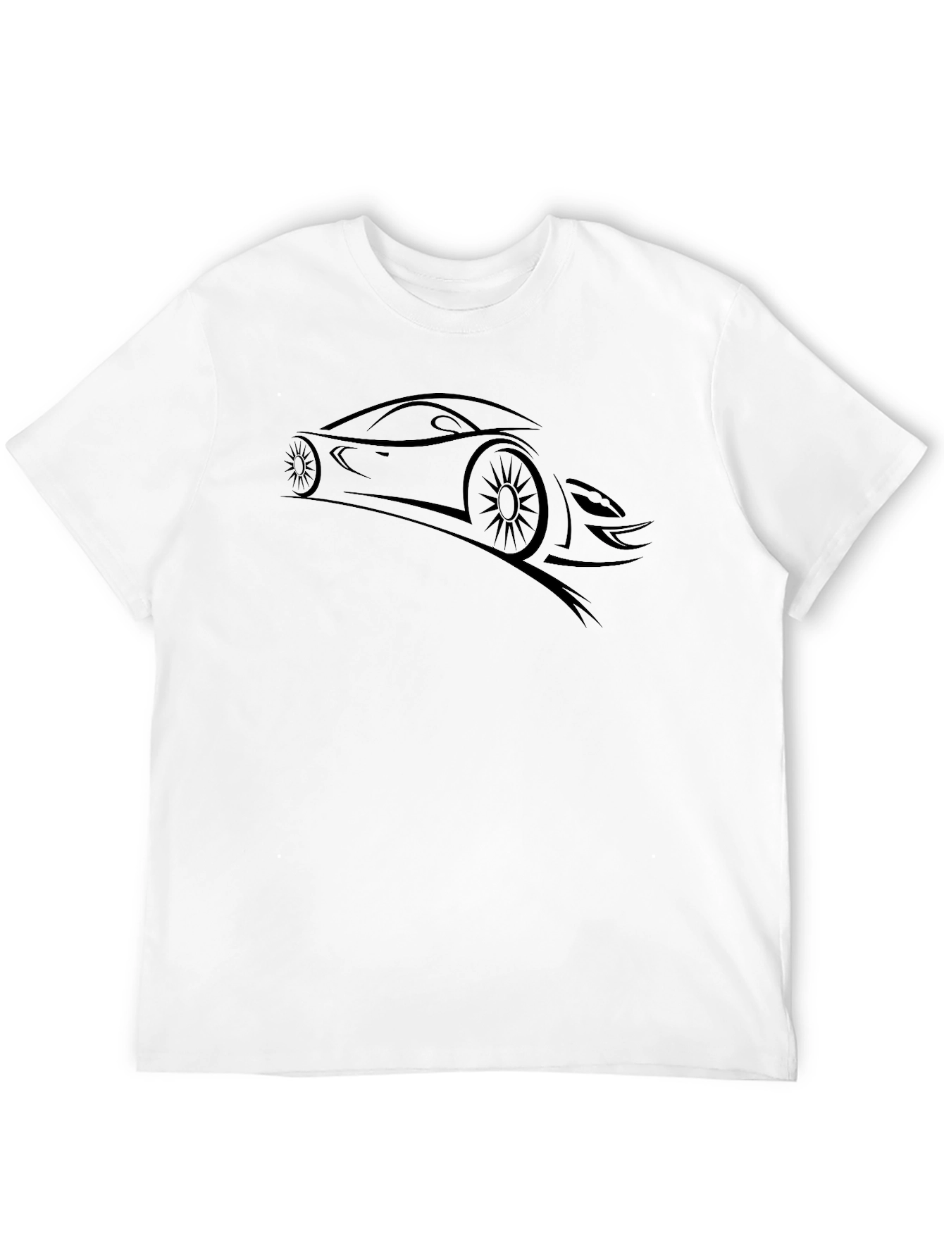 Sleek Car Graphic Tee - Black Cotton Comfort