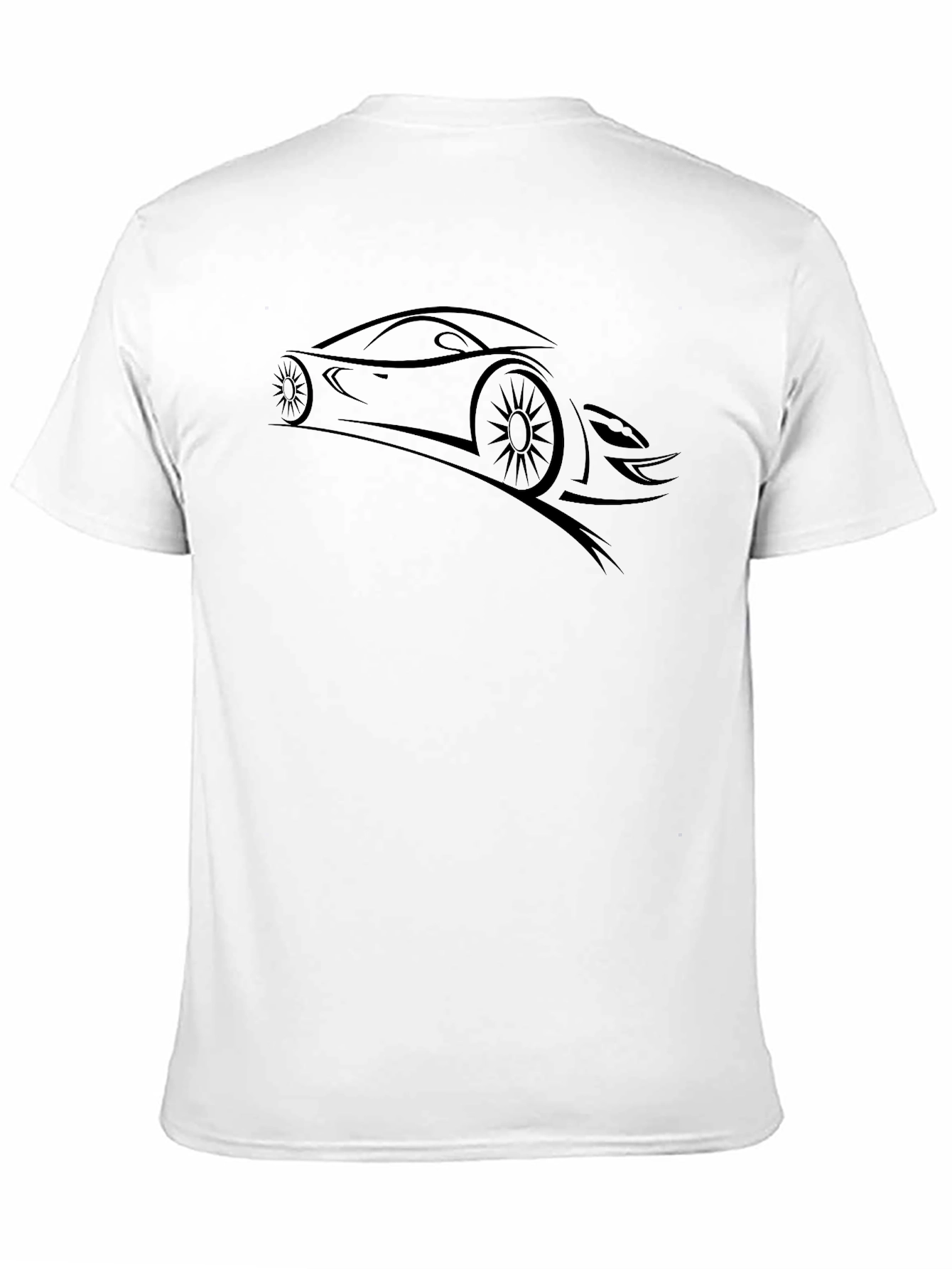 Sleek Car Graphic Tee - Black Cotton Comfort