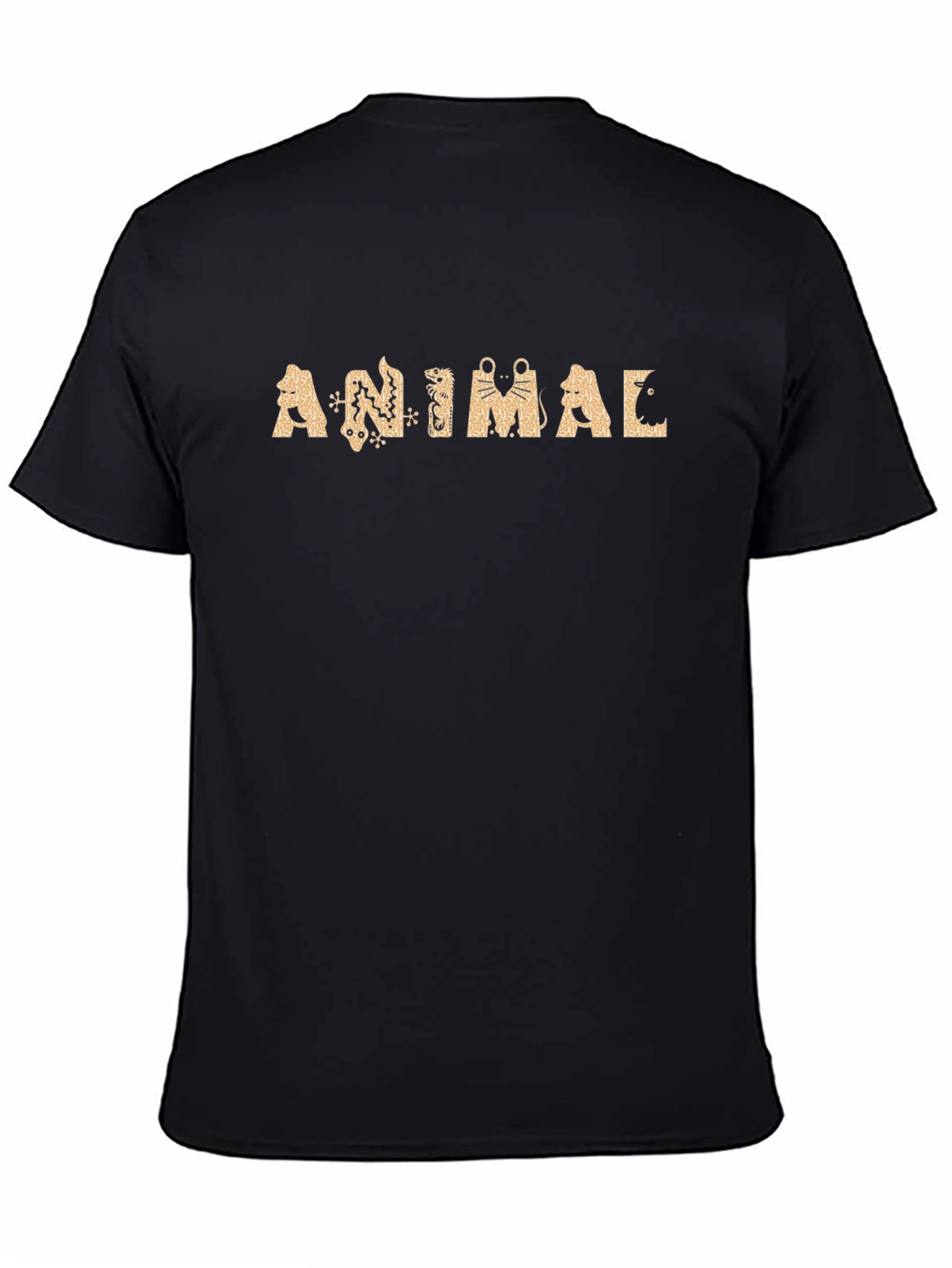 Animal Graphic Tee - Black Crew Neck T-Shirt