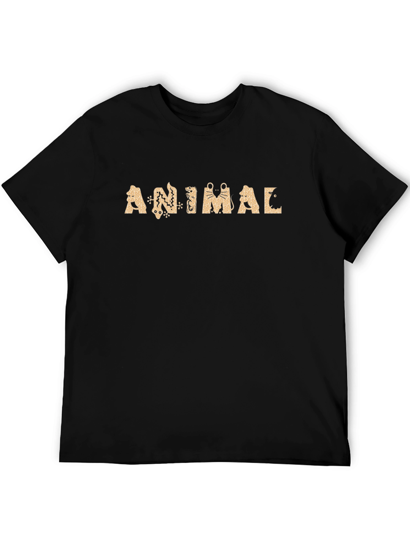 Animal Graphic Tee - Black Crew Neck T-Shirt