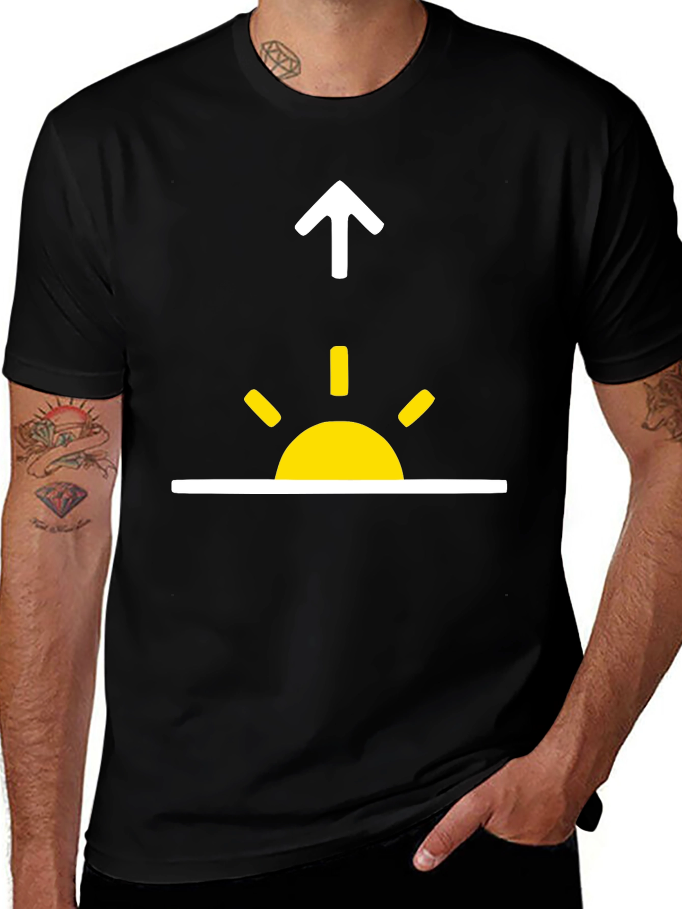 Sunrise Upward Arrow Graphic Tee - Stylish Everyday Wear