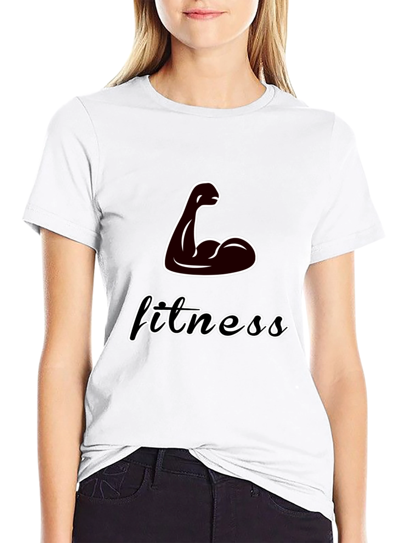 Fitness Graphic T-Shirt - Black Crew Neck Tee