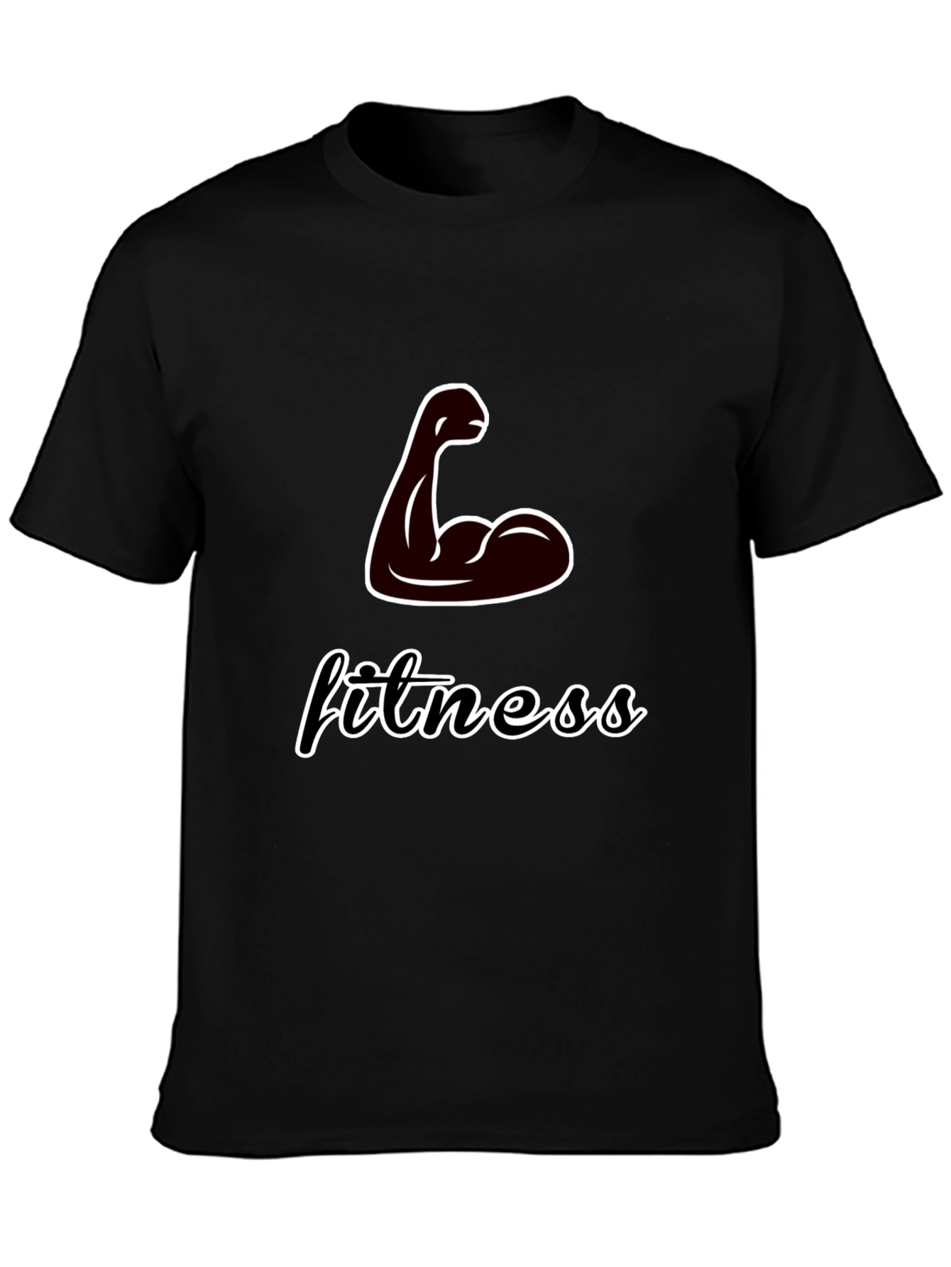 Fitness Graphic T-Shirt - Black Crew Neck Tee