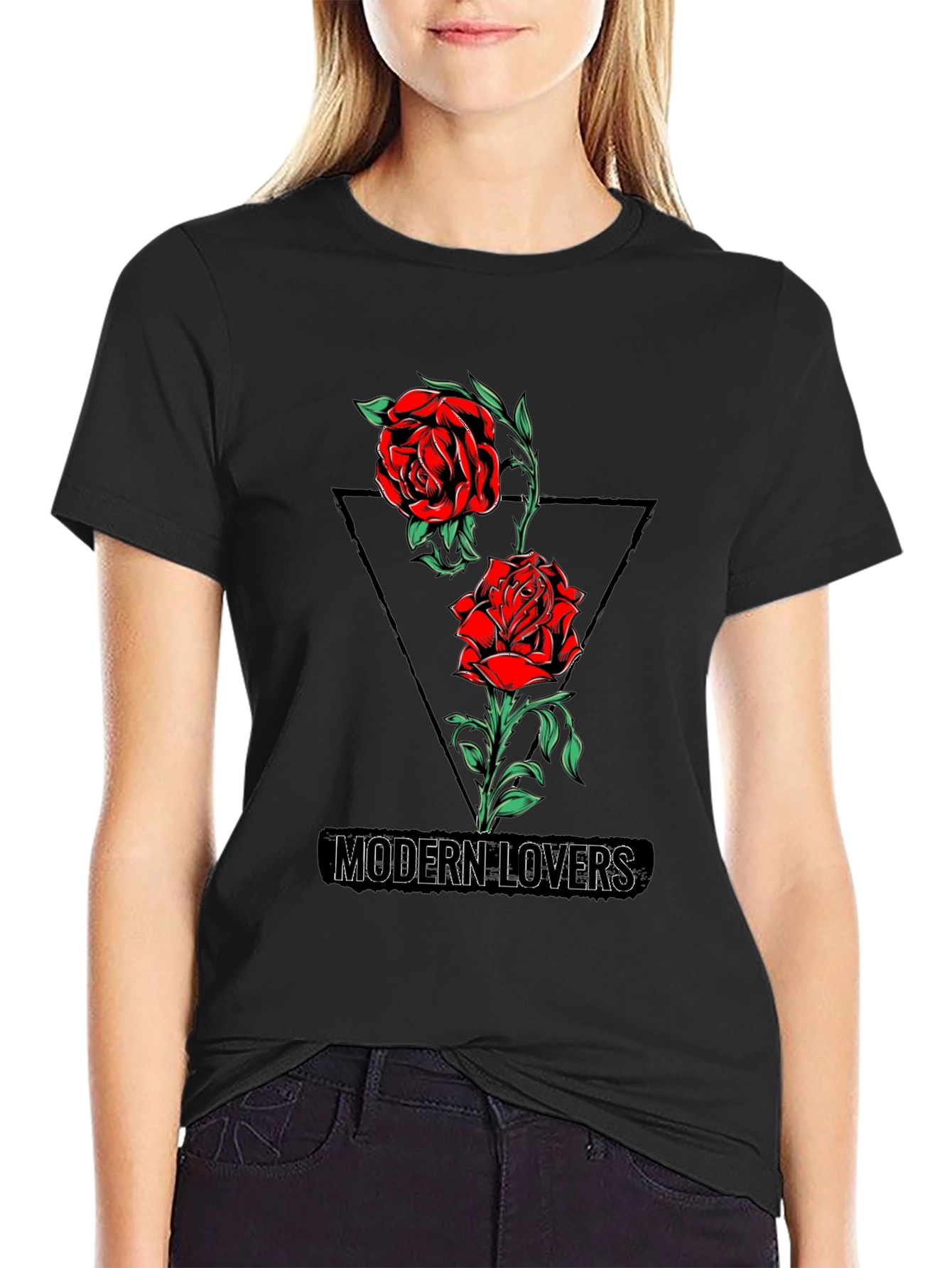 Modern Lovers Rose Graphic Tee - Black