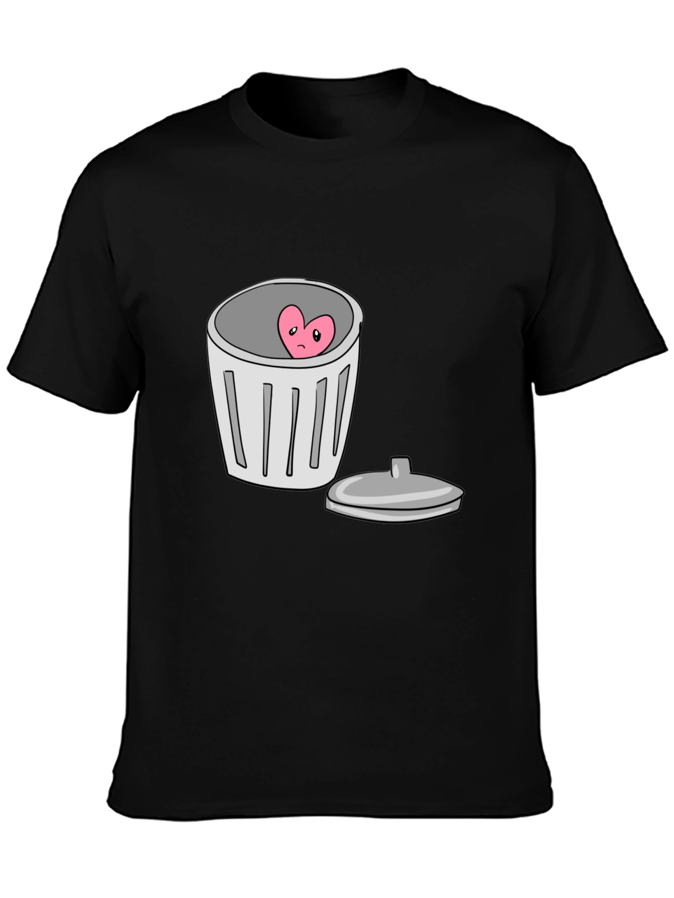 Heart in Trash Can Graphic T-Shirt - Black