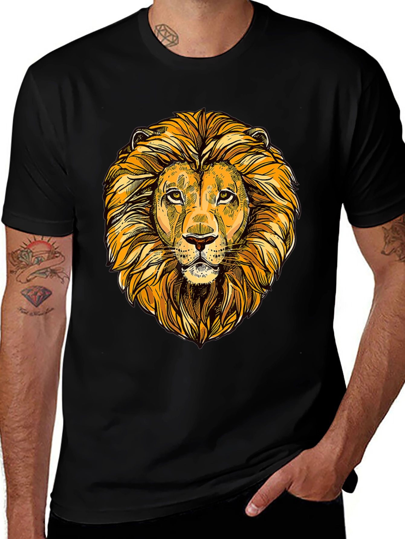 Lion Head Graphic Tee - Bold Black T-Shirt
