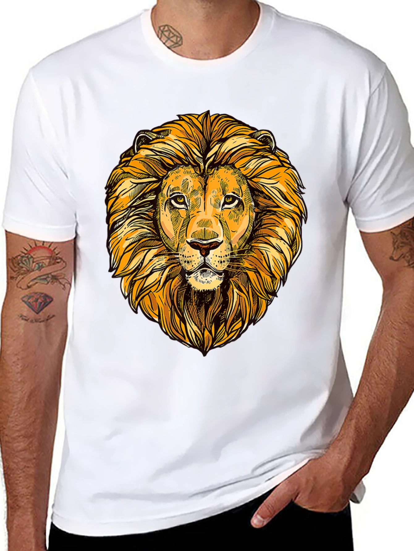 Lion Head Graphic Tee - Bold Black T-Shirt