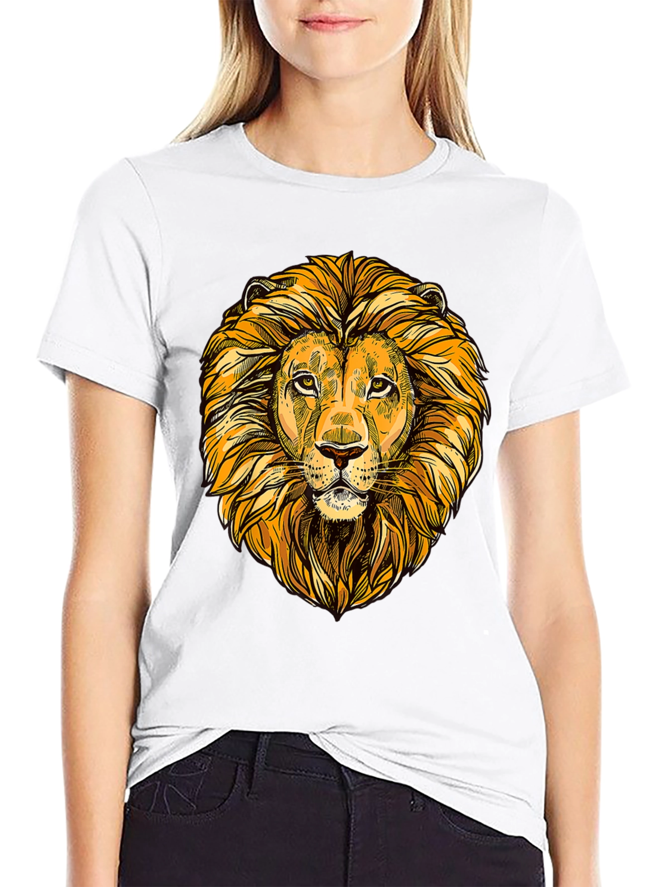 Lion Head Graphic Tee - Bold Black T-Shirt