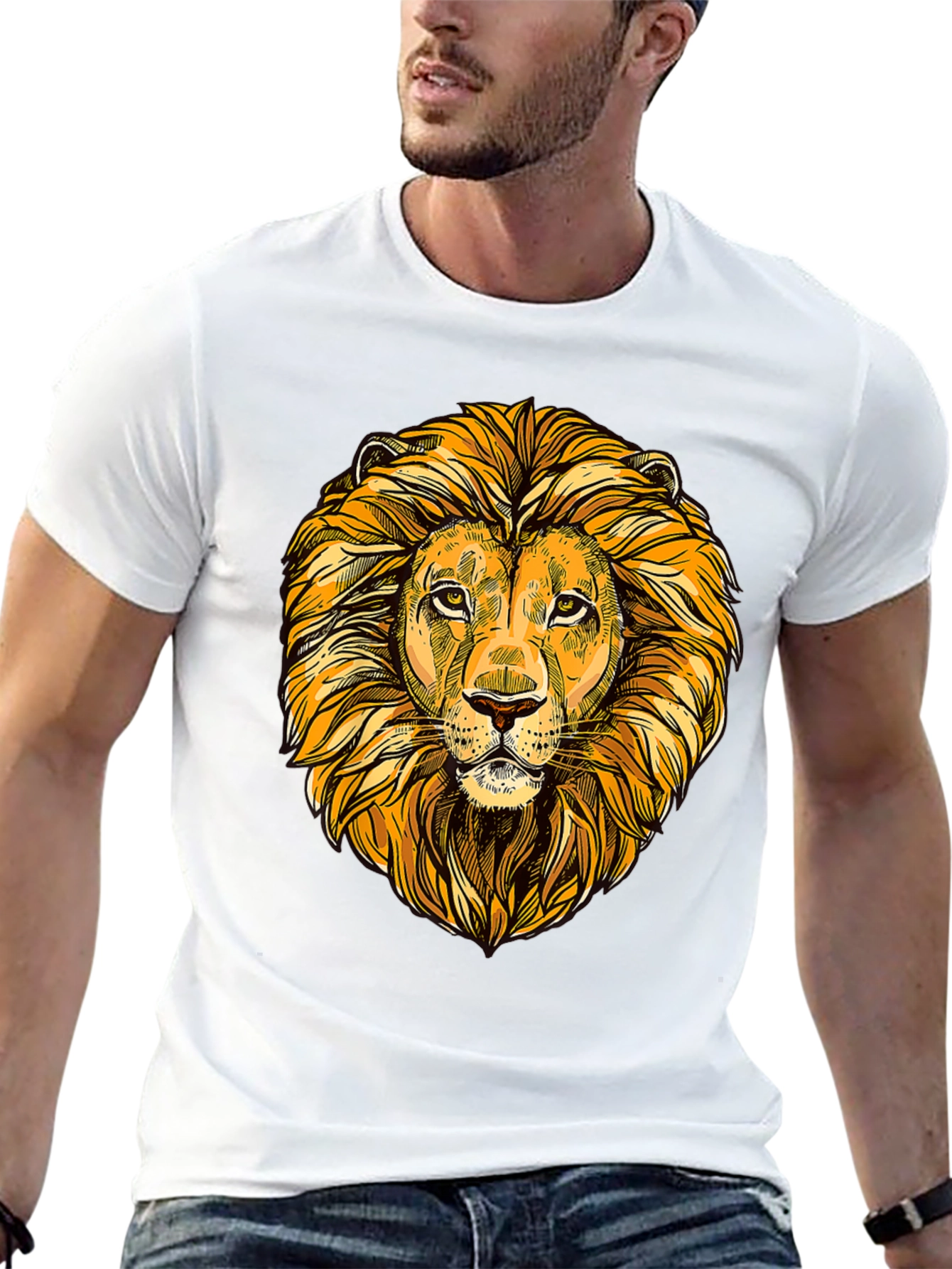 Lion Head Graphic Tee - Bold Black T-Shirt