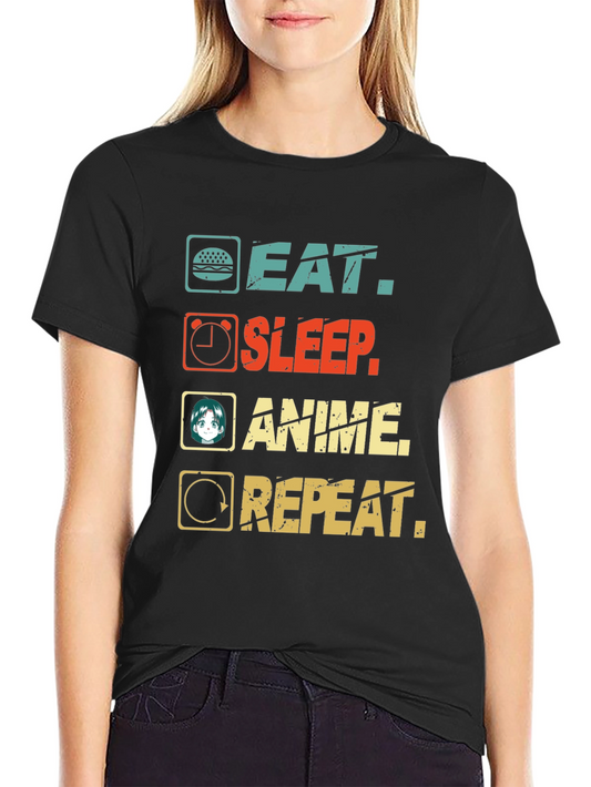 Eat Sleep Anime Repeat Graphic T-Shirt