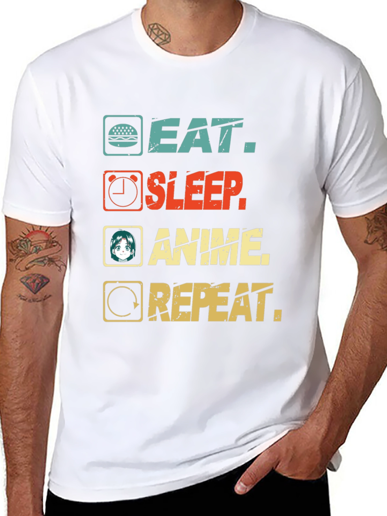 Eat Sleep Anime Repeat Graphic T-Shirt