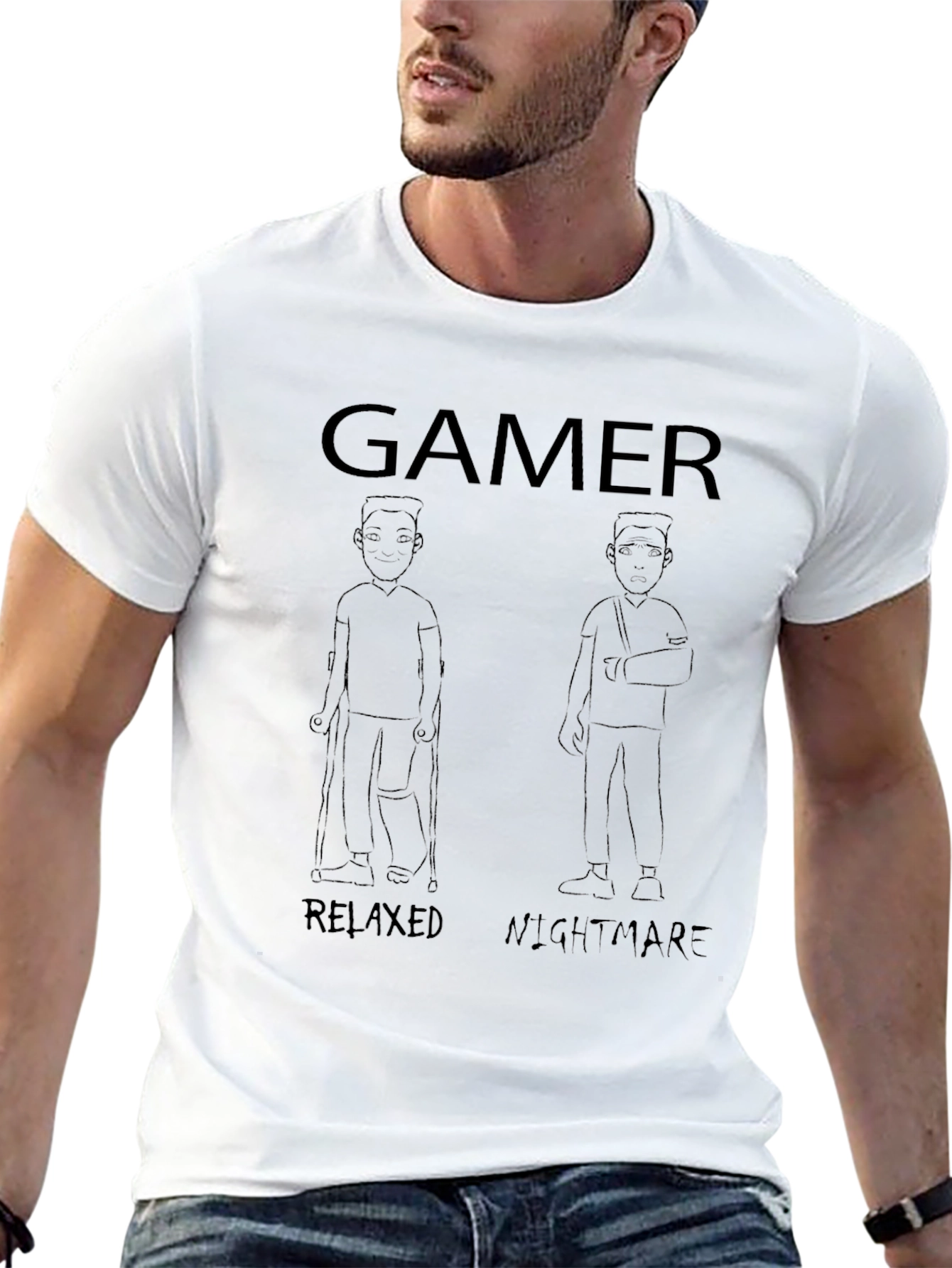 Gamer Relaxed Nightmare Black Graphic Tee