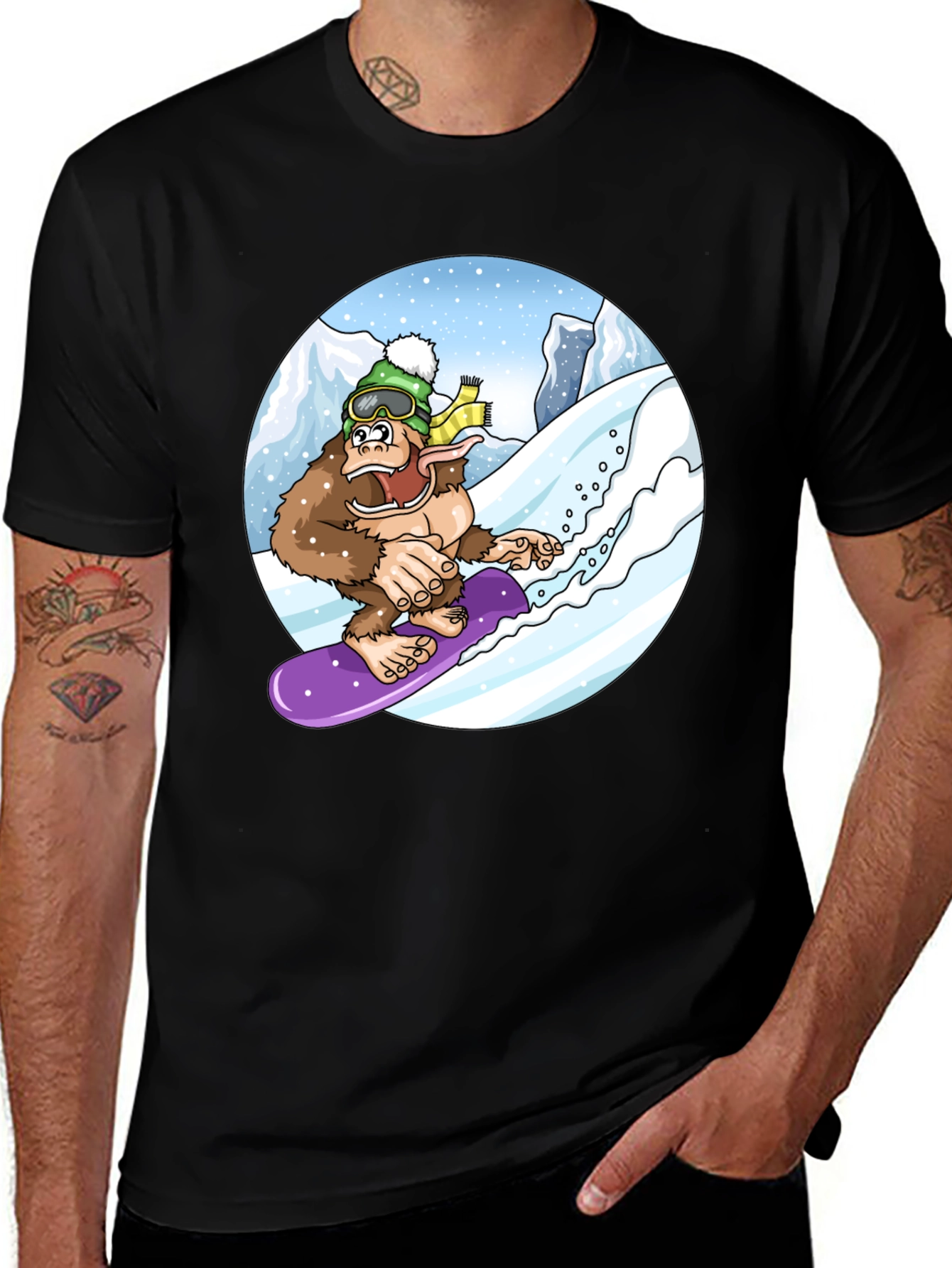 Snowboarding Bigfoot Tee - Fun Graphic Shirt
